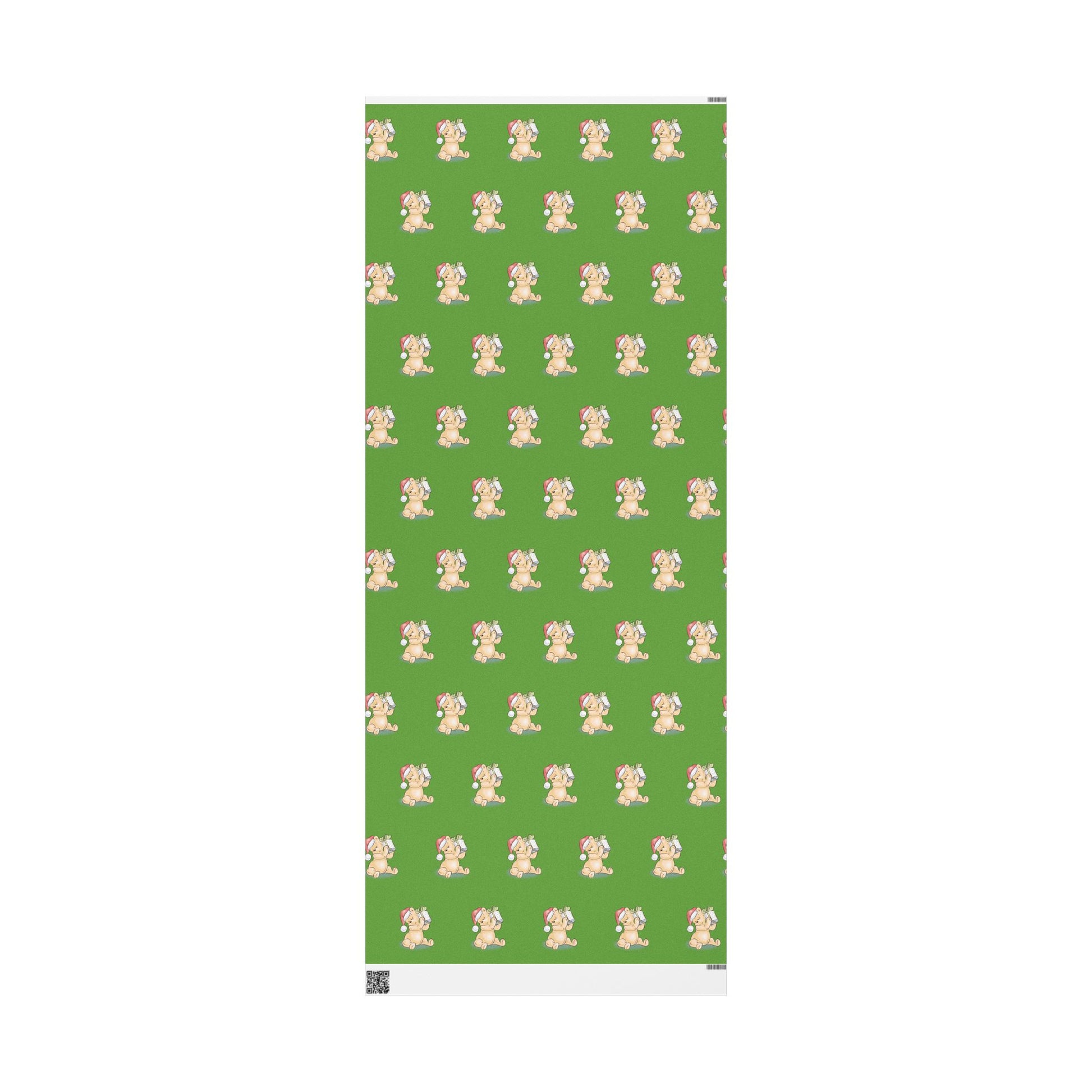 Gift Wrap - Green Classic Winnie the Pooh Watercolor Wrapping Paper, Pooh Holding a Present