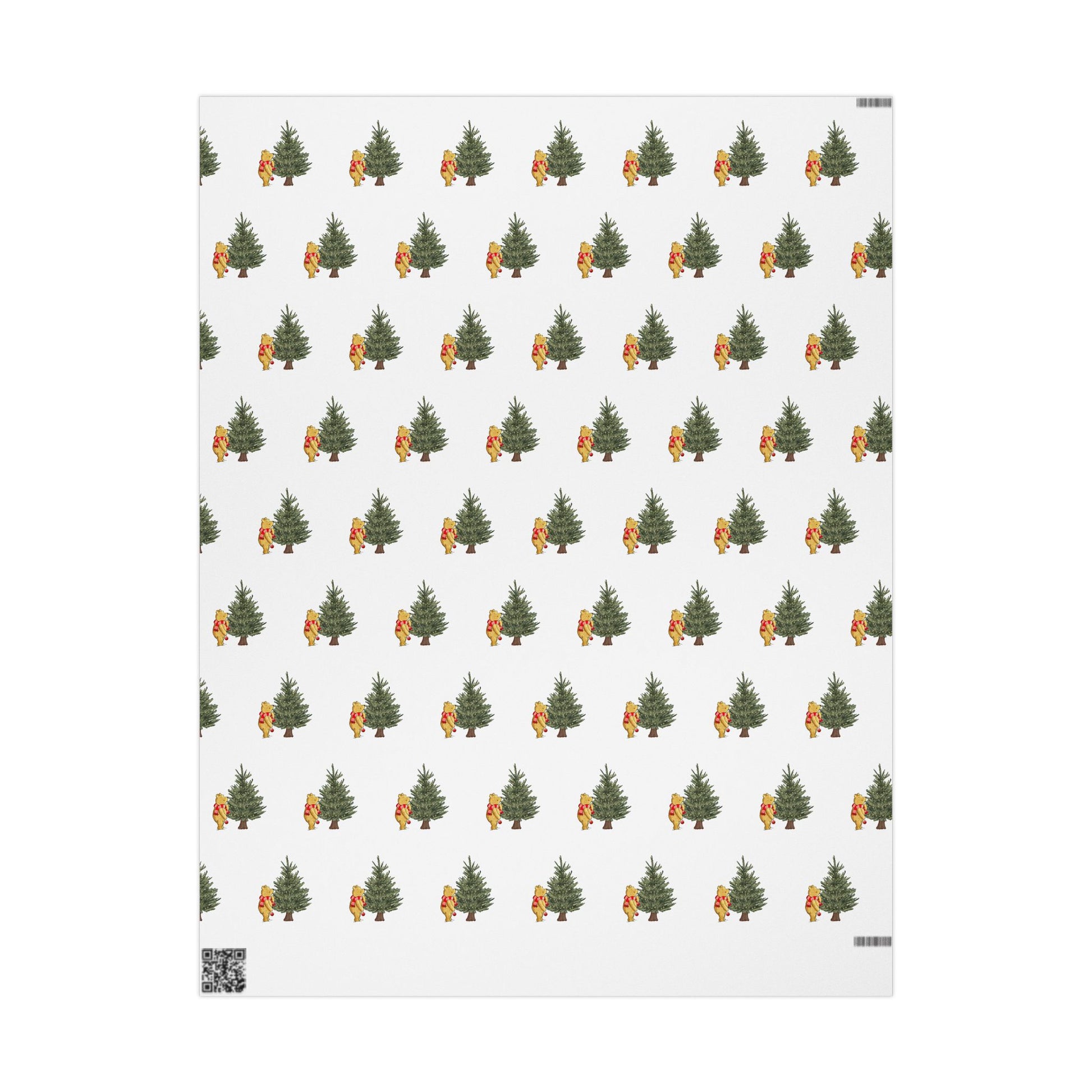 Gift Wrap - Classic Winnie the Pooh White Wrapping Paper with Tree with Lights