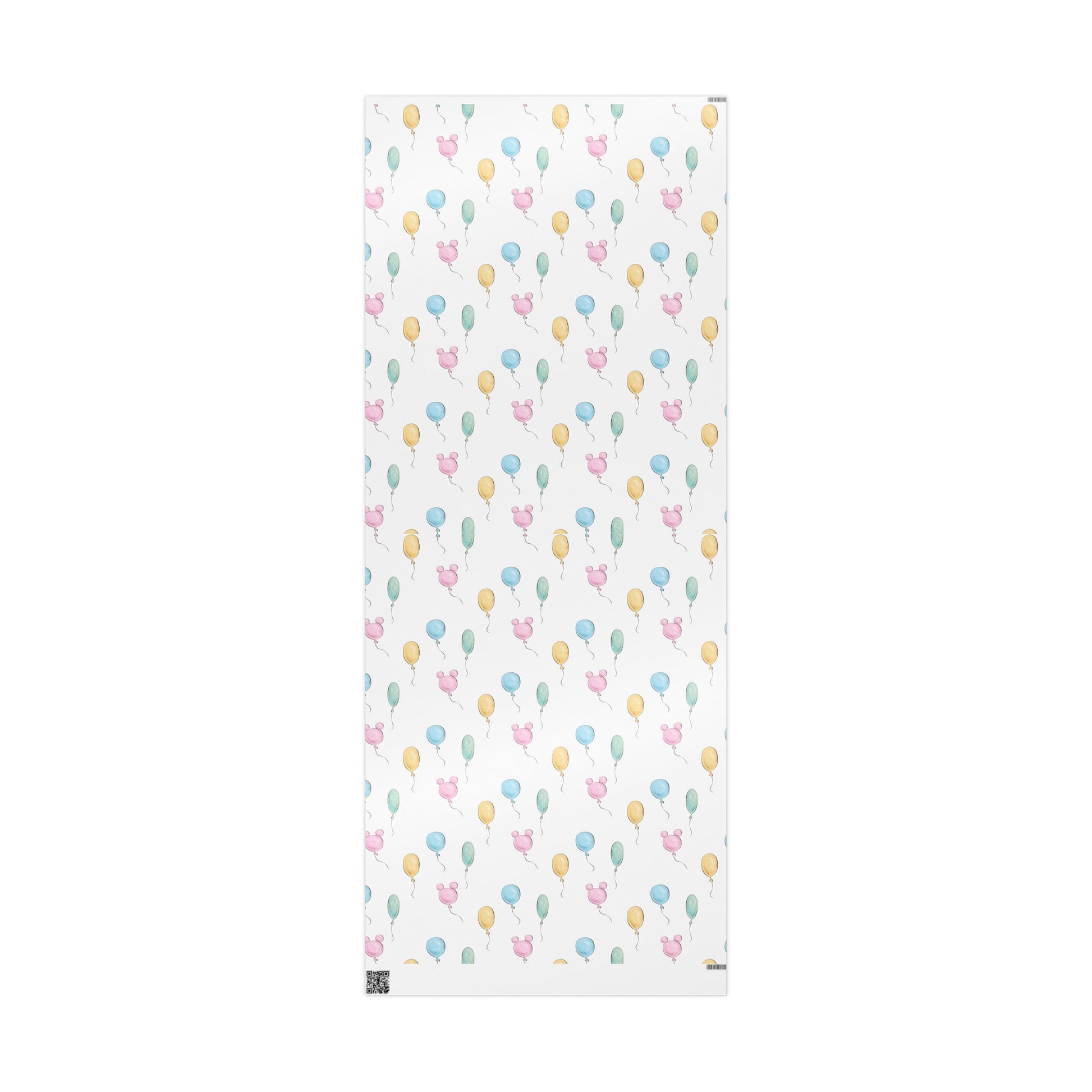Gift Wrap -  Classic Pooh Pink Ears Blue Green Balloons