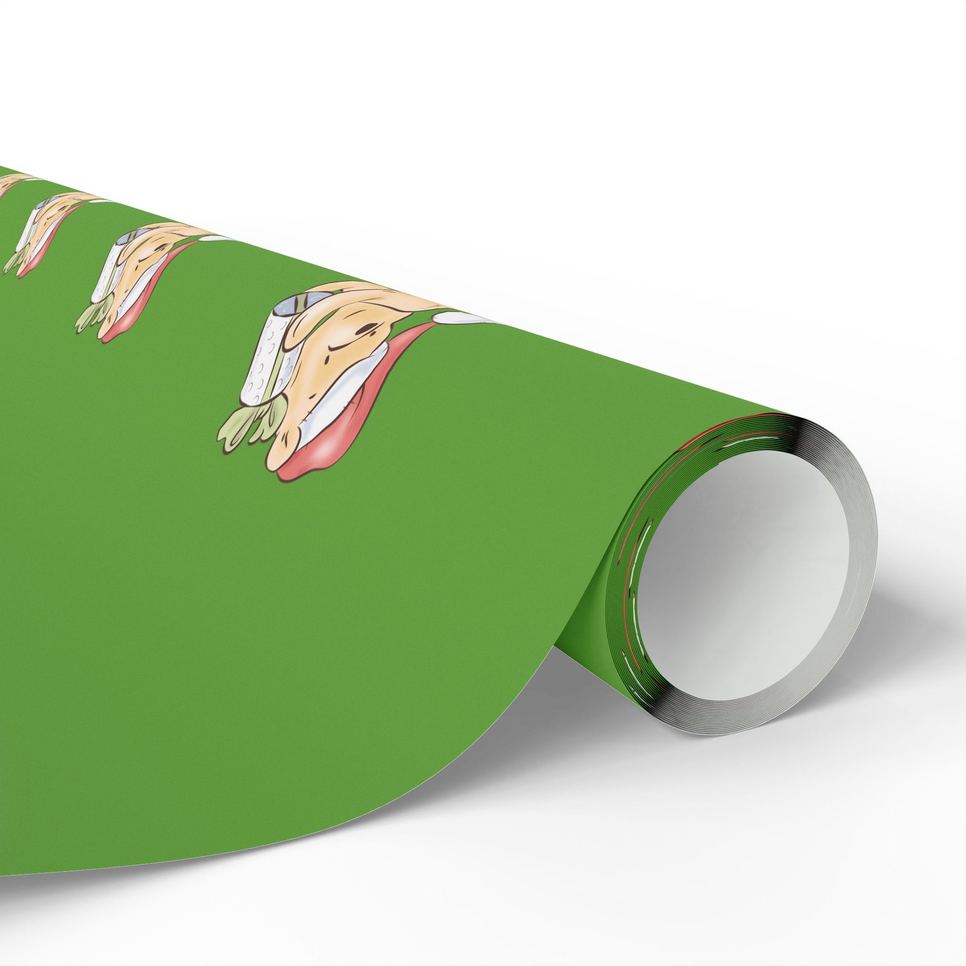 Gift Wrap - Green Classic Winnie the Pooh Watercolor Wrapping Paper, Pooh Holding a Present