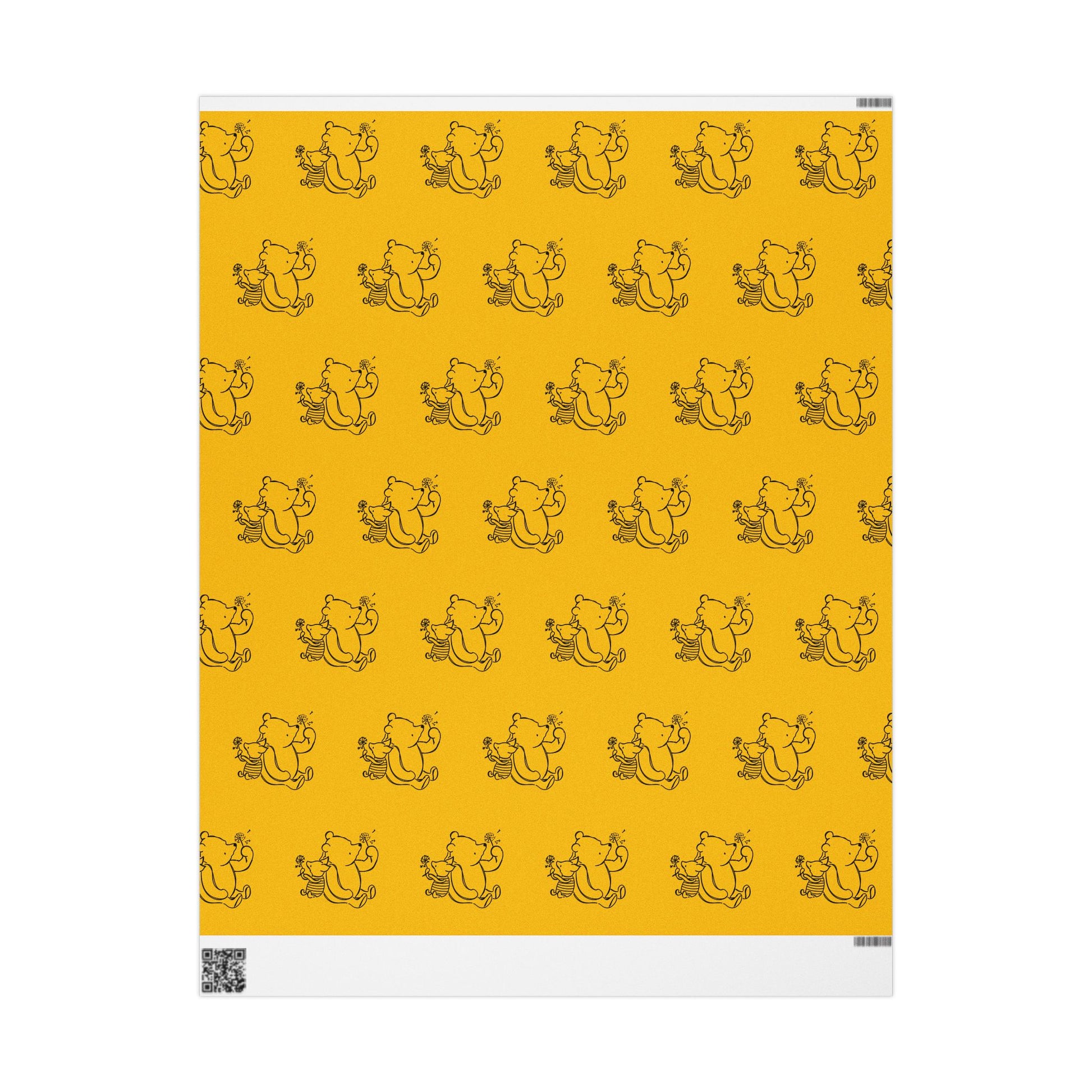 Gift Wrap - Yellow Classic Winnie the Pooh and Piglet Blowing Dandelions
