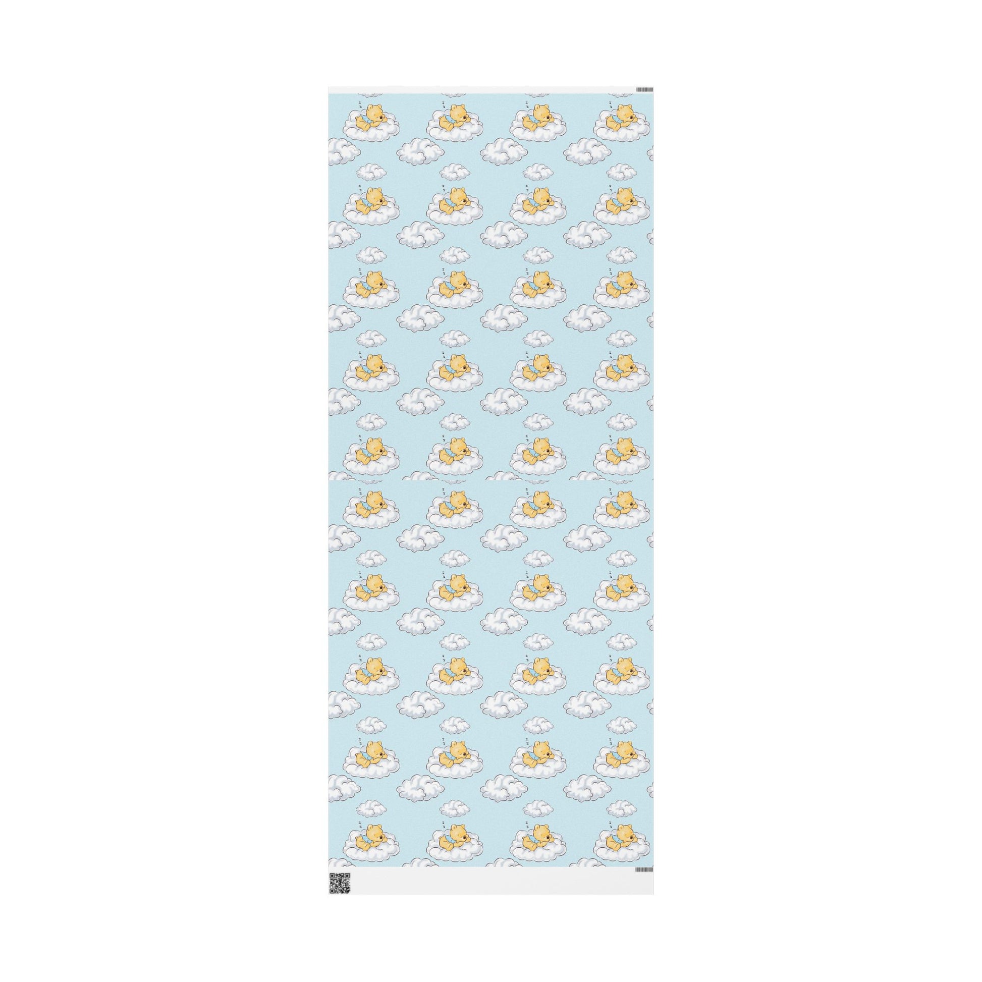 Gift Wrap - Blue Baby Classic Winnie the Pooh in a Blue Shirt on a Cloud