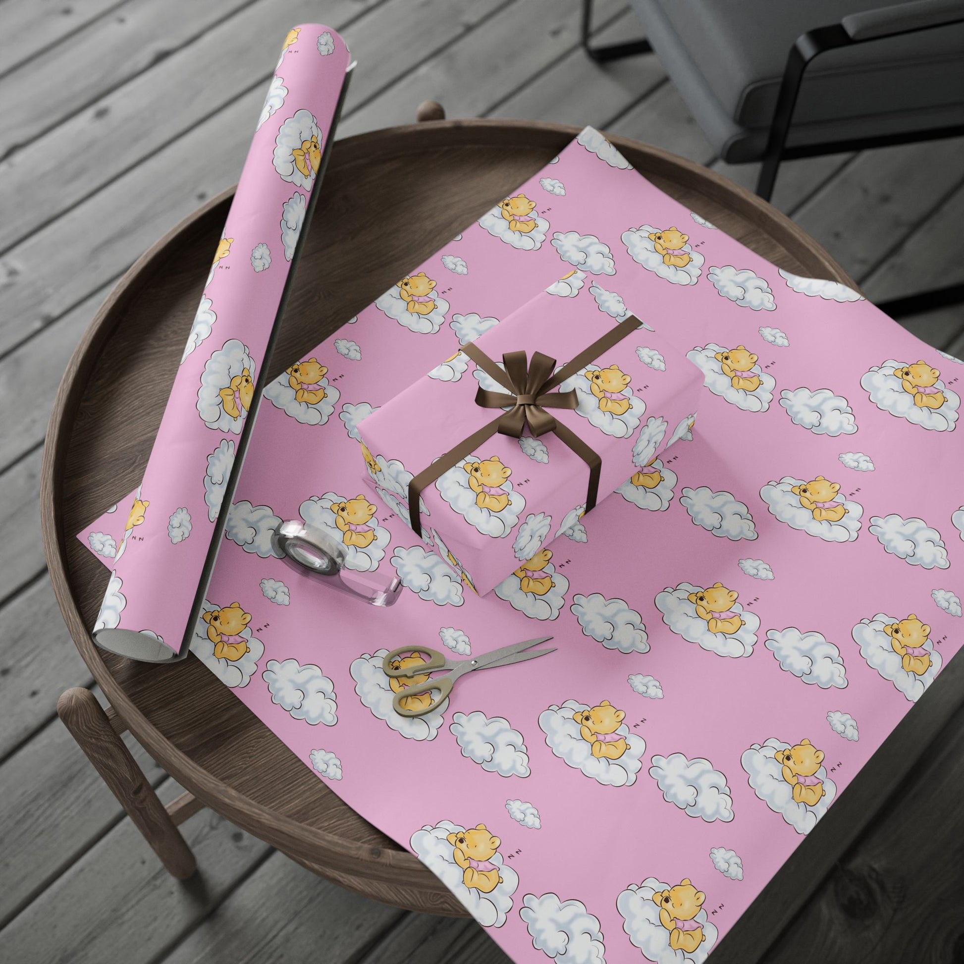 Gift Wrap - Pink Baby Classic Pooh Cloud Theme