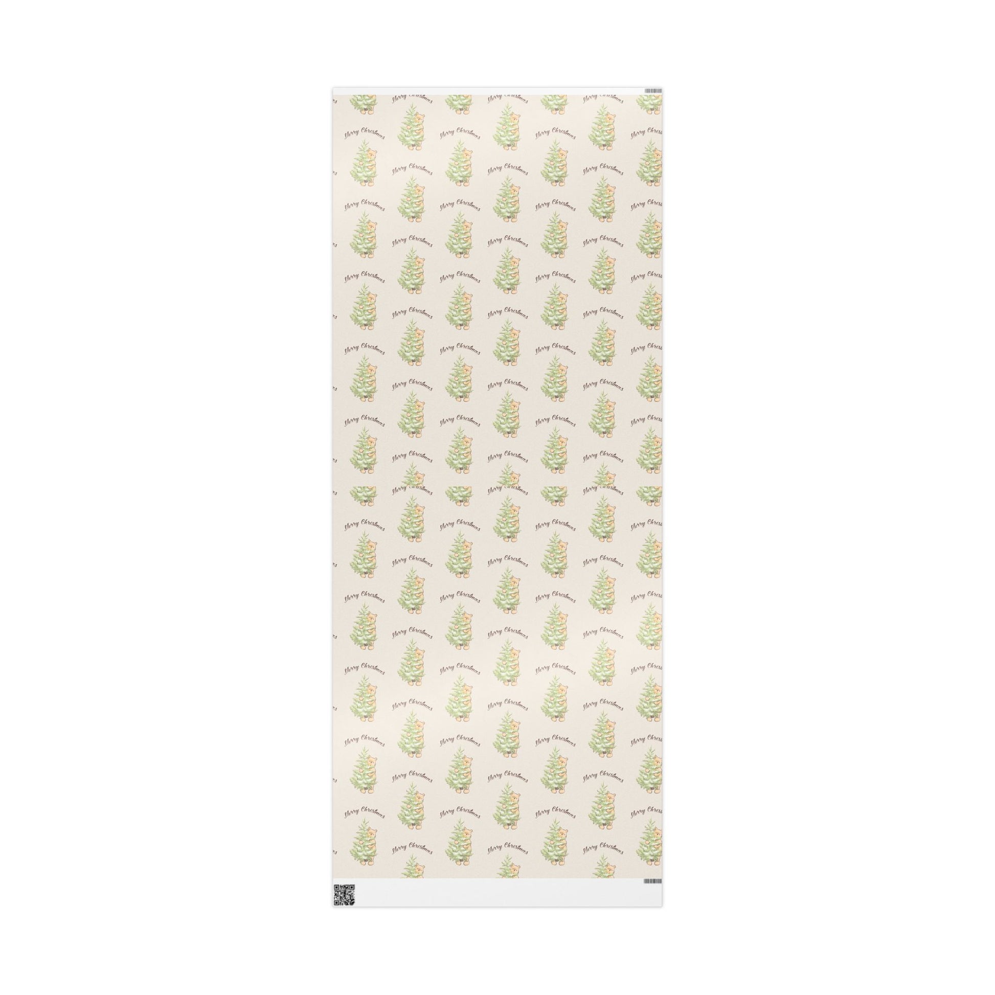 Gift Wrap - Cream Classic Winnie the Pooh Merry Christmas Wrapping Papers, Pooh holding a Snow Covered Tree