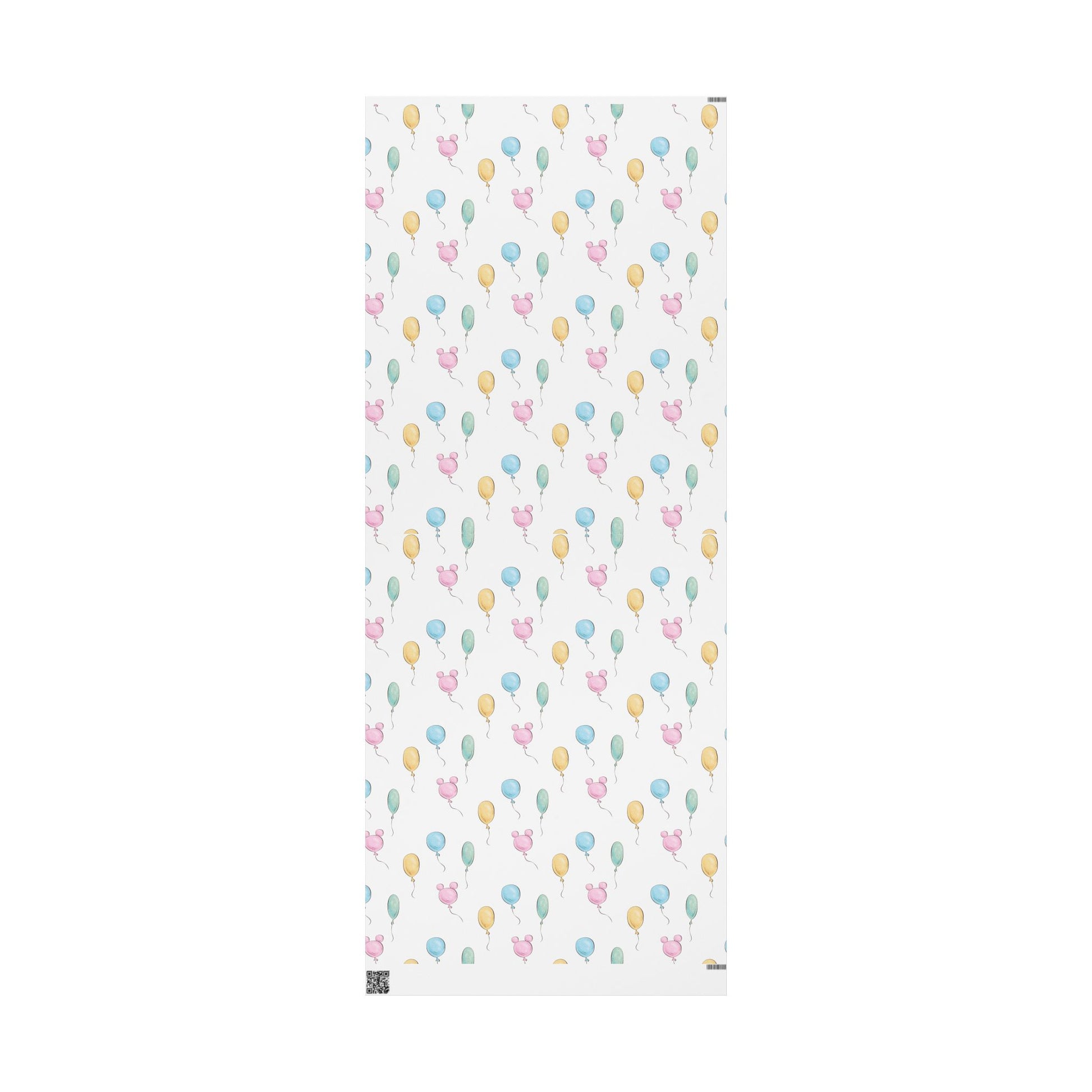 Gift Wrap -  Classic Pooh Pink Ears Blue Green Balloons