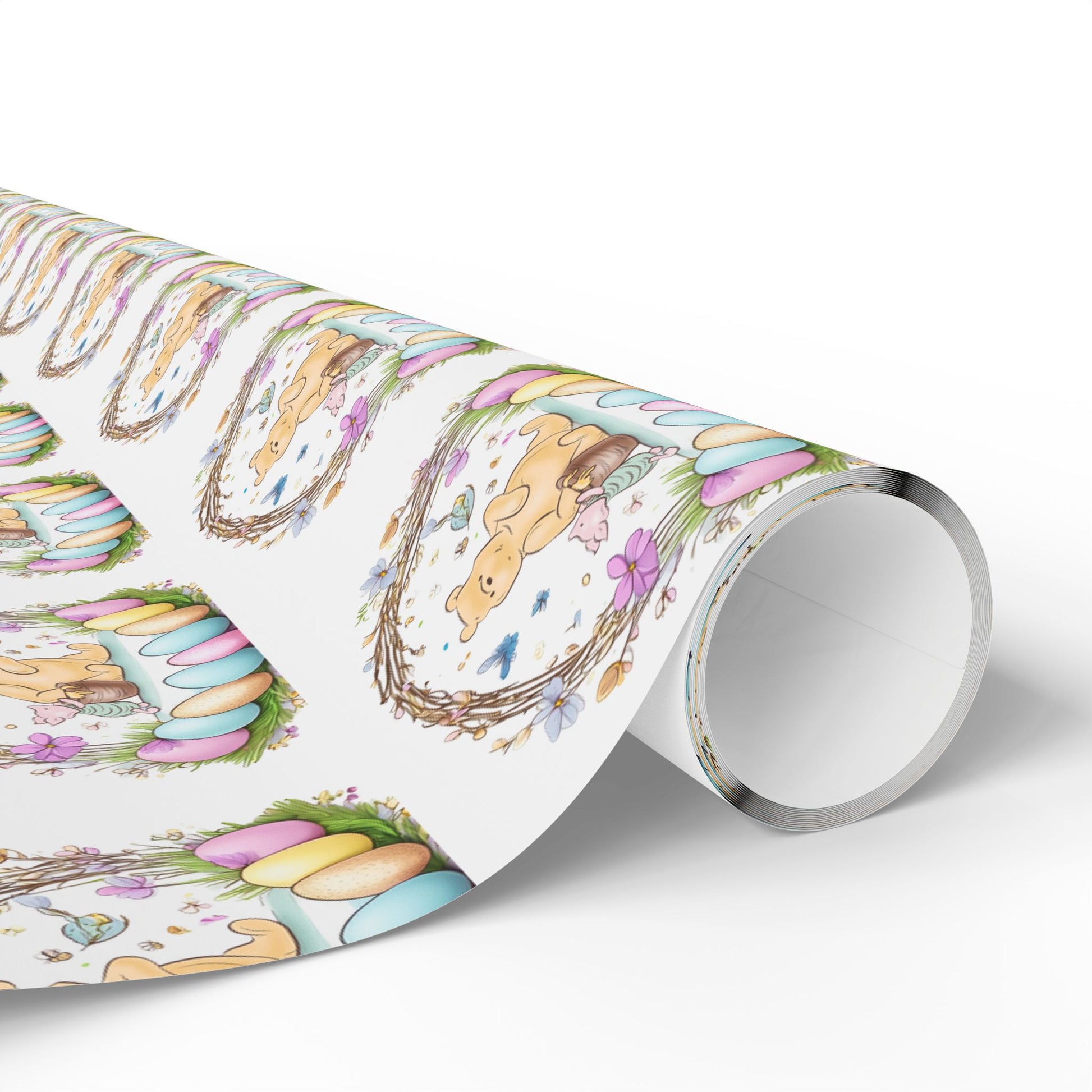 Gift Wrap, Classic Winnie the Pooh Wrapping Papers for Easter, White Pooh and Piglet Design, Holiday Present Packaging, Party, Festive