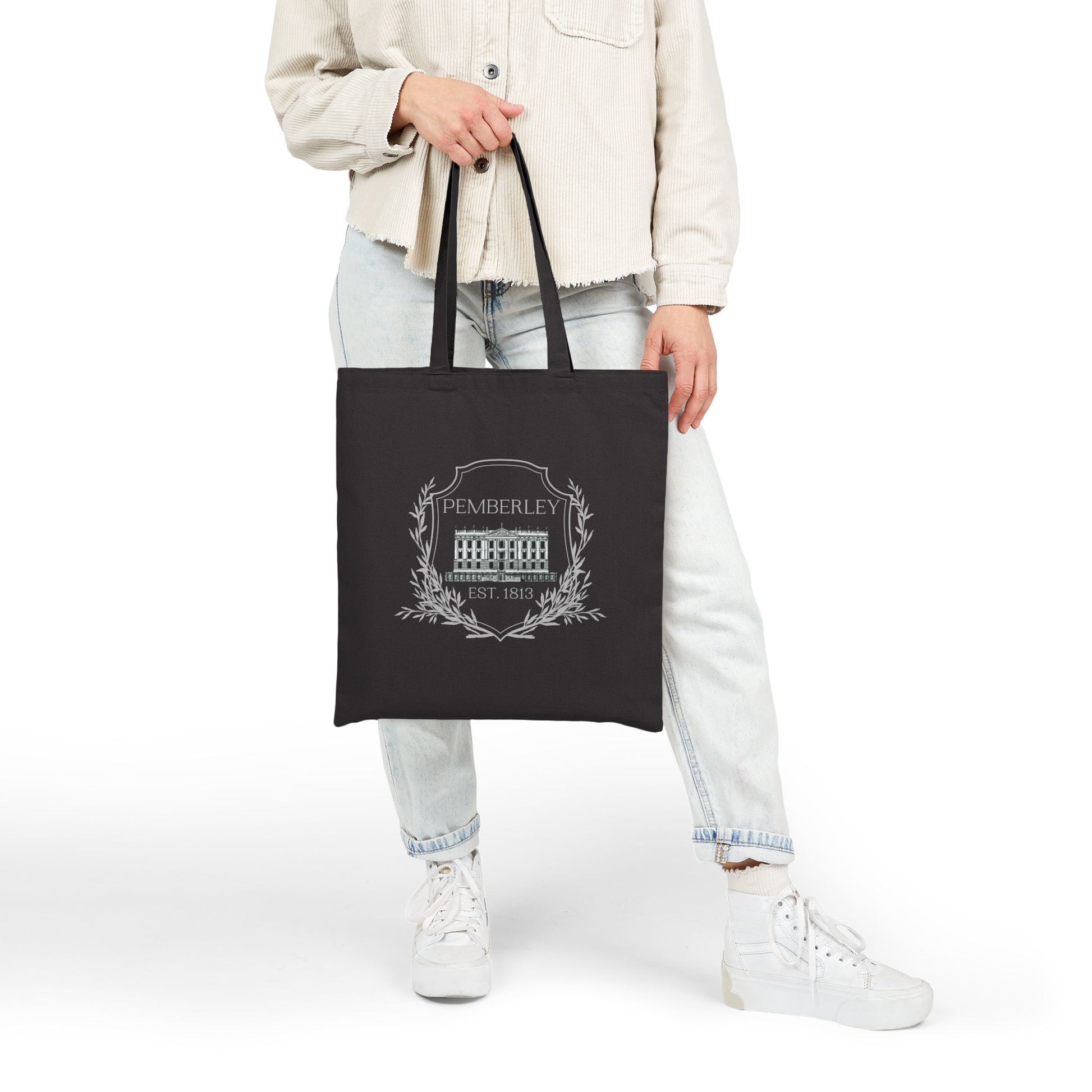 Tote Bag, Pride and Prejudice Pemberley Cotton Canvas Tote Bag, Jane Austen Book Lover Gift, Literary Fan, Regency Era Fashion Accessory, color options