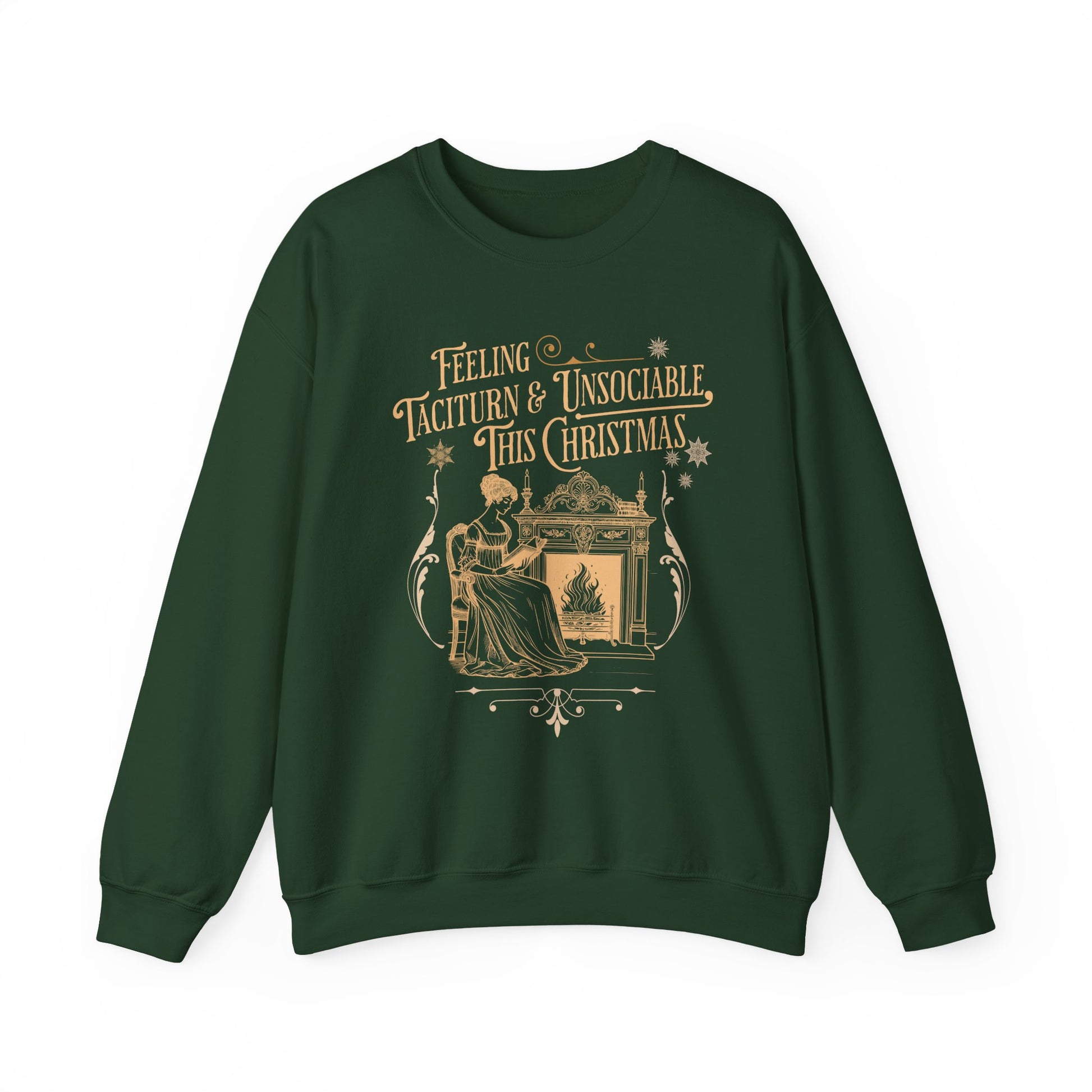 Sweatshirt, Jane Austen Taciturn & Unsociable Christmas Sweatshirt, Light Academia Book Lover Gift, Pride and Prejudice Quote, Holiday Reading Apparel, Introvert