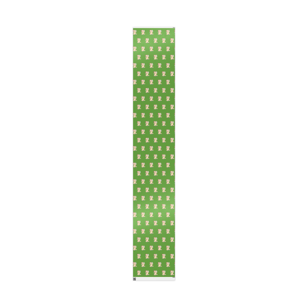 Gift Wrap - Green Classic Winnie the Pooh Watercolor Wrapping Paper, Pooh Holding a Present