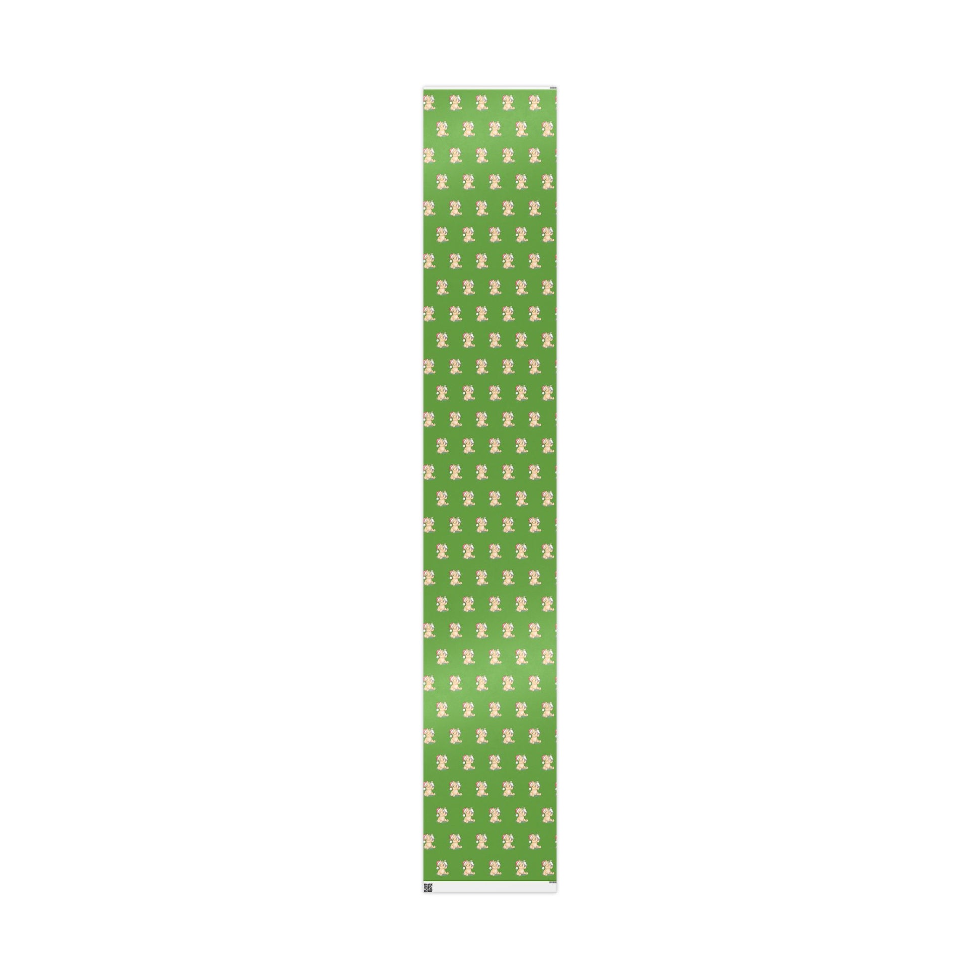 Gift Wrap - Green Classic Winnie the Pooh Watercolor Wrapping Paper, Pooh Holding a Present