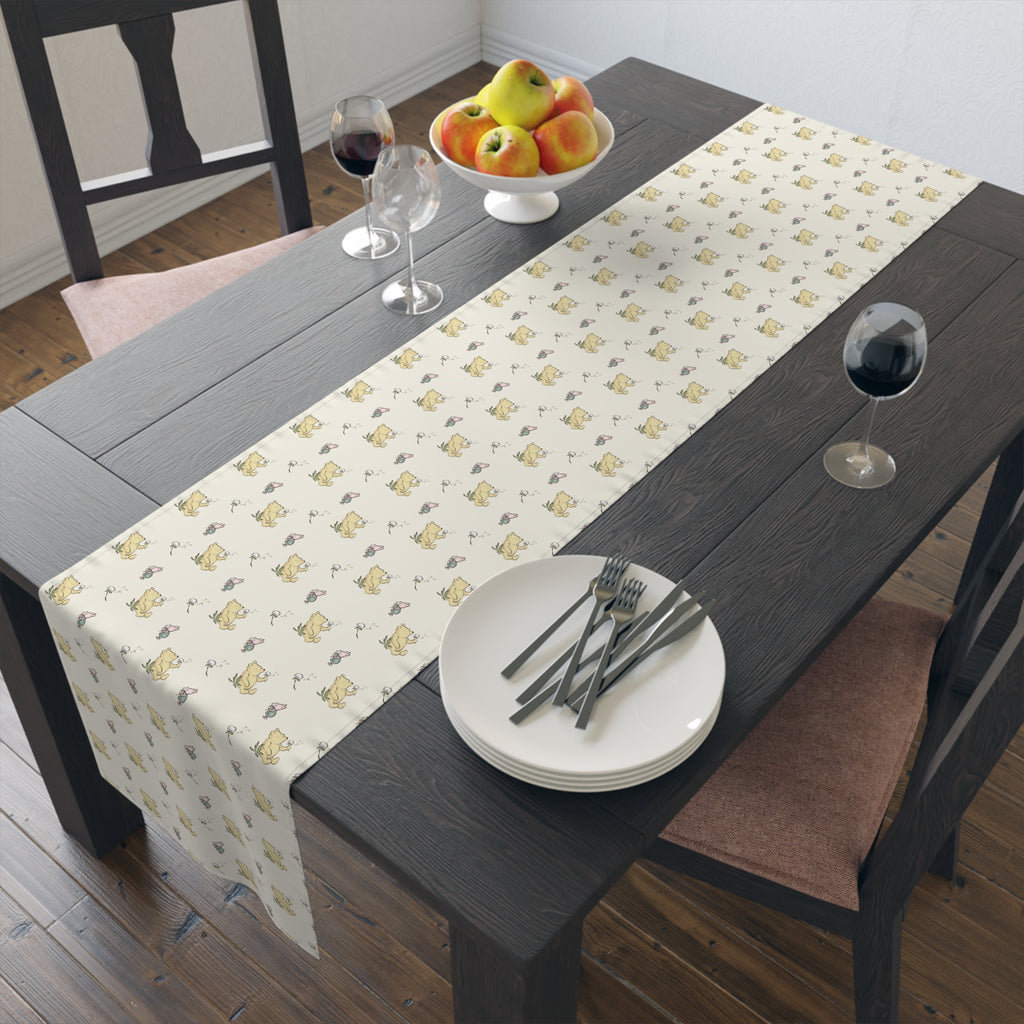 Table Runner, Classic Winnie the Pooh and Piglet blowing Dandelions cream, Home Decor, Kitchen Linens, Dining Room, Gift, Housewarming