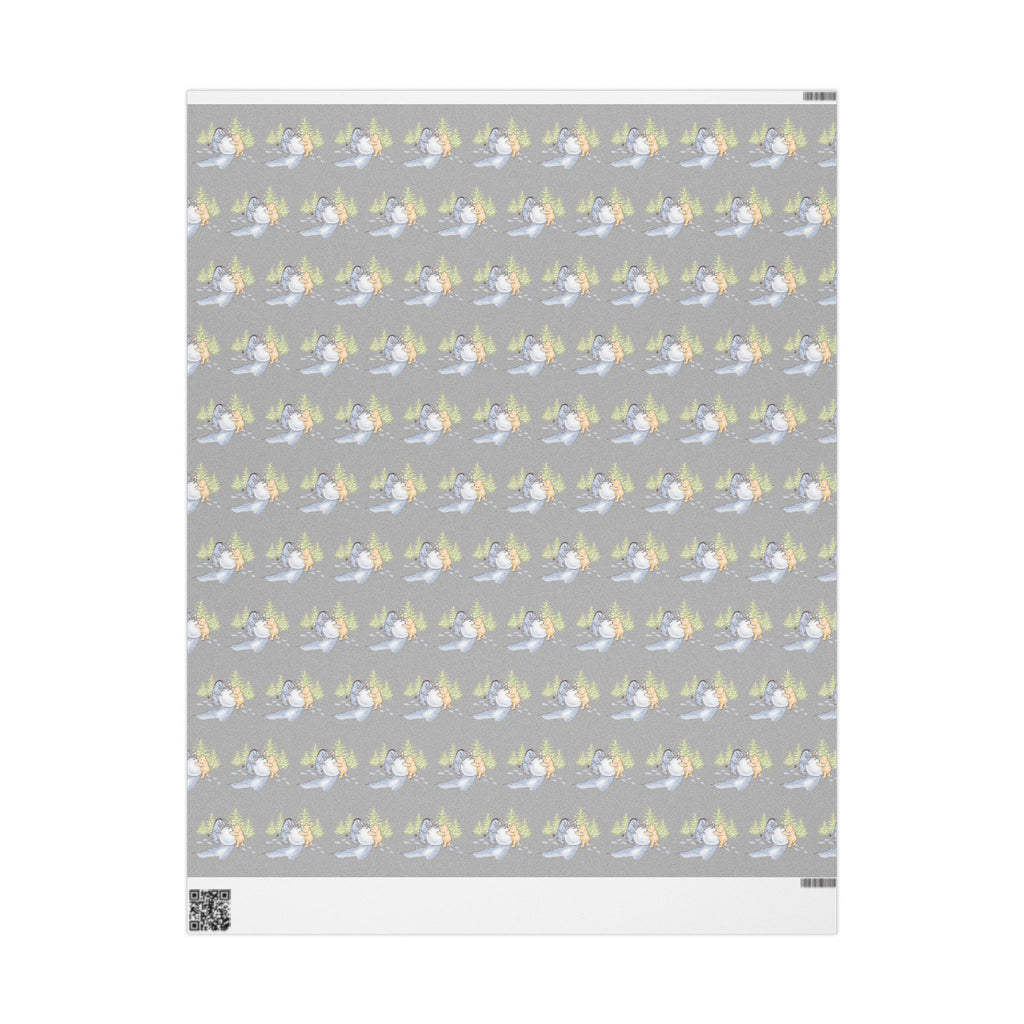 Gift Wrap - Gray Classic Winnie the Pooh Wrapping Paper, Pooh and Eeyore Rolling a Snowball