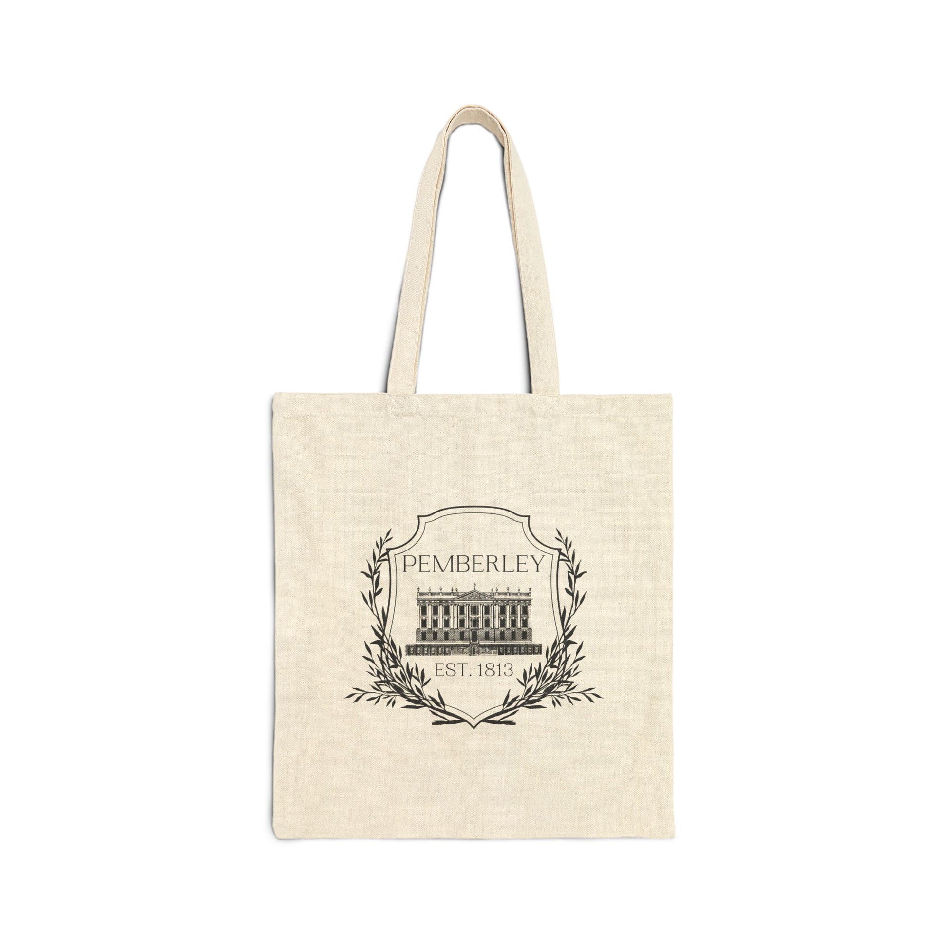Tote Bag, Pride and Prejudice Pemberley Cotton Canvas Tote Bag, Jane Austen Book Lover Gift, Literary Fan, Regency Era Fashion Accessory, color options