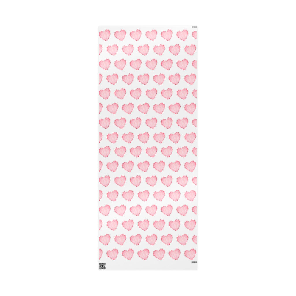 Gift Wrap, Pink Hearts with Red Edges, Valentine's Day Birthday Anniversary, Wrapping Paper Roll, Holidays Occasions, Present Packaging,