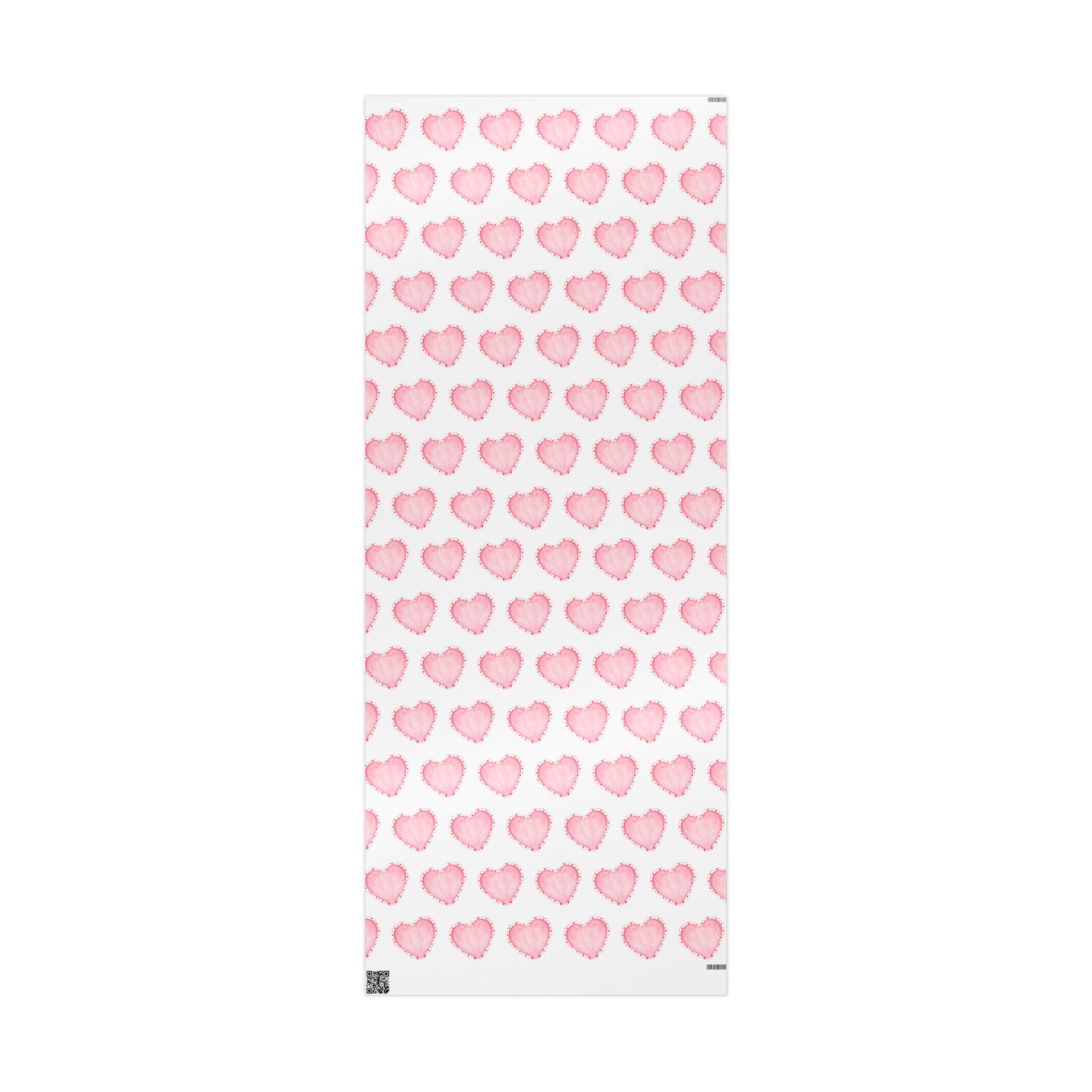 Gift Wrap, Pink Hearts with Red Edges, Valentine's Day Birthday Anniversary, Wrapping Paper Roll, Holidays Occasions, Present Packaging,