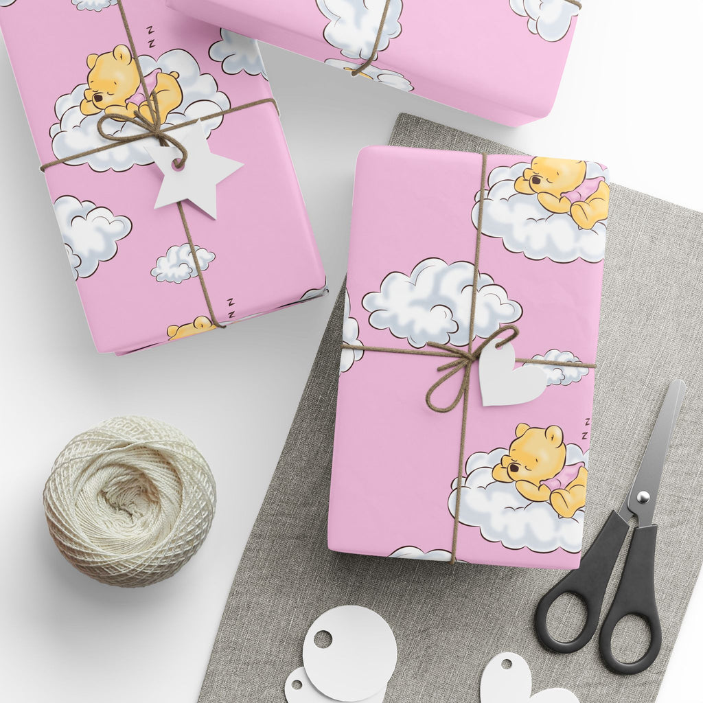 Gift Wrap - Pink Baby Classic Pooh Cloud Theme