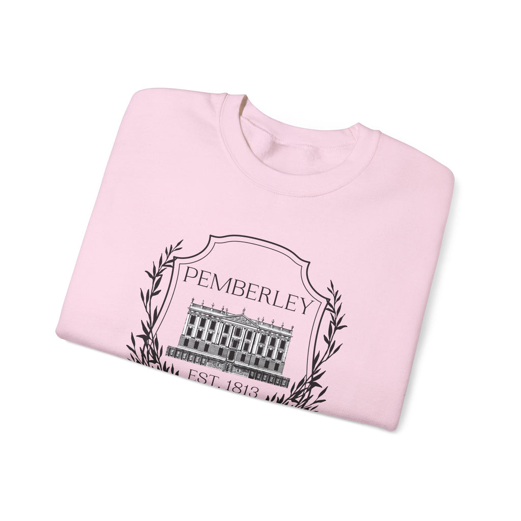 Sweatshirt, Pemberley Dark Crest Sweatshirt, Pride and Prejudice Gift, Unisex Crewneck Jumper, Mr. Darcy's Estate, Regency Literature Top, Book Lover