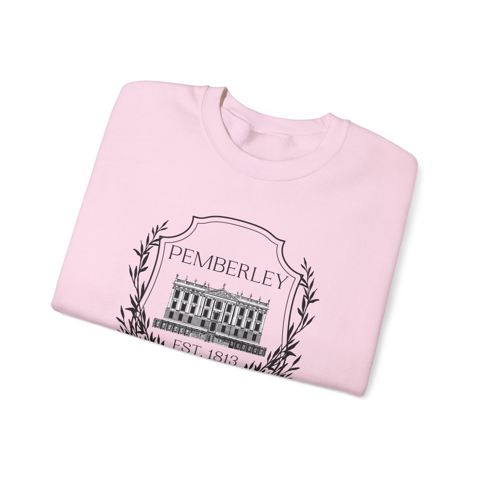 Sweatshirt, Pemberley Dark Crest Sweatshirt, Pride and Prejudice Gift, Unisex Crewneck Jumper, Mr. Darcy's Estate, Regency Literature Top, Book Lover