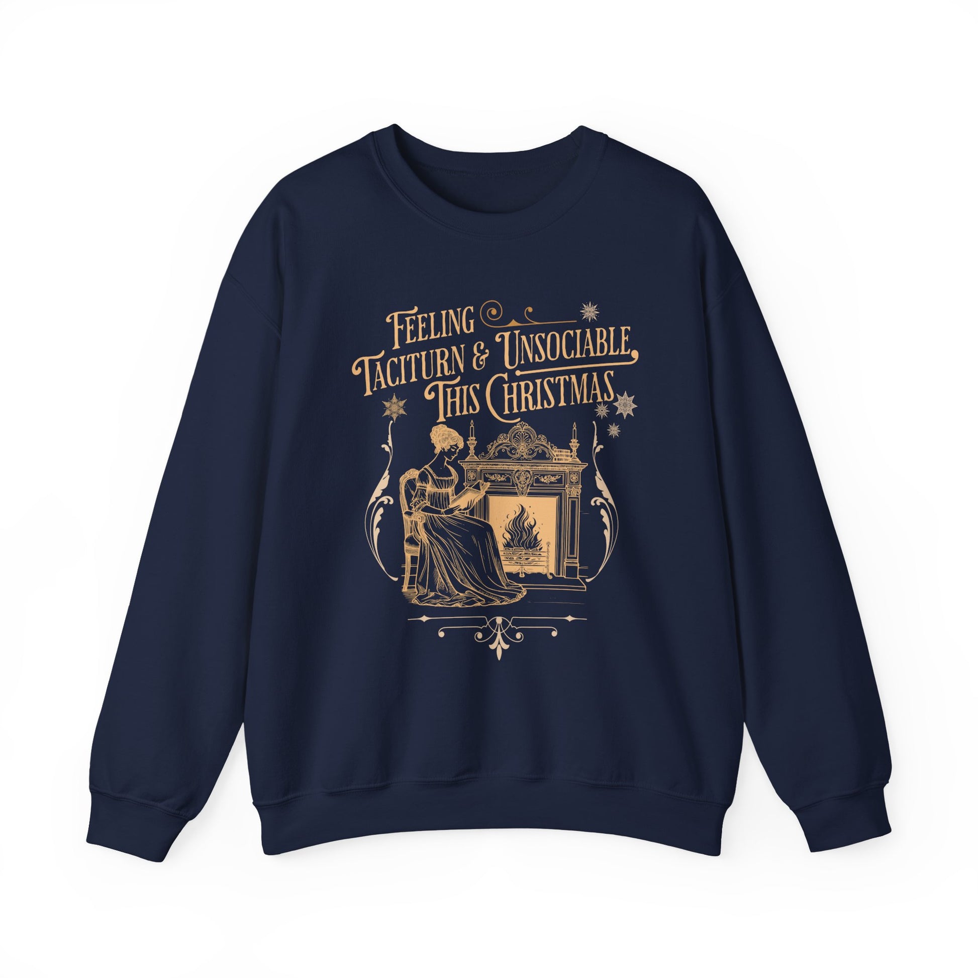 Sweatshirt, Jane Austen Taciturn & Unsociable Christmas Sweatshirt, Light Academia Book Lover Gift, Pride and Prejudice Quote, Holiday Reading Apparel, Introvert