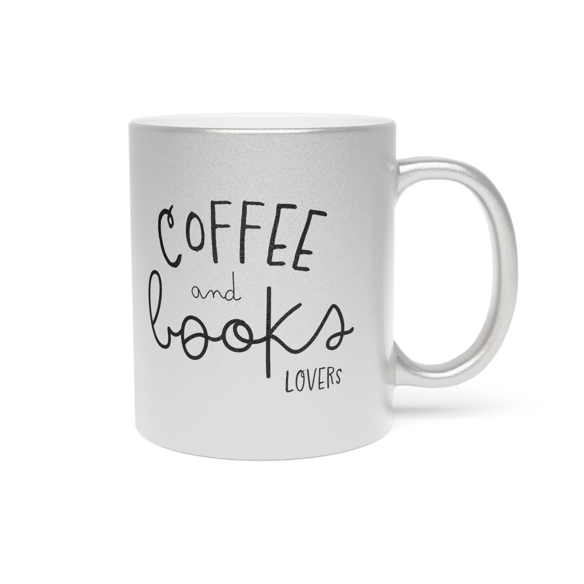 Mug, Coffee and Book Lover Metallic Mug, Silver Gold Cup, Reading Enthusiast Gift, Stylish Drinkware, Bookworm Present,Bookish,Teacher Book Gift