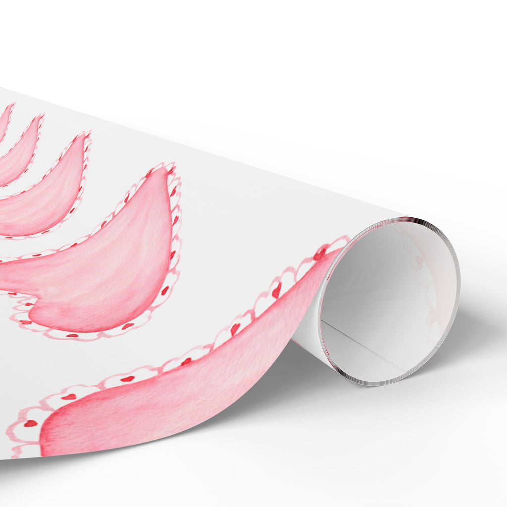 Gift Wrap, Pink Hearts with Red Edges, Valentine's Day Birthday Anniversary, Wrapping Paper Roll, Holidays Occasions, Present Packaging,