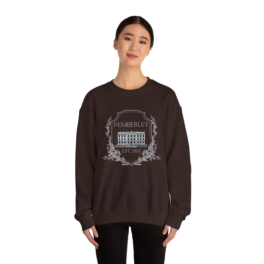 Sweatshirt, Pemberley Crest Sweatshirt, Pride and Prejudice Gift, Unisex Crewneck Jumper, Mr. Darcy's Estate, Regency Literature Top, Book Lover