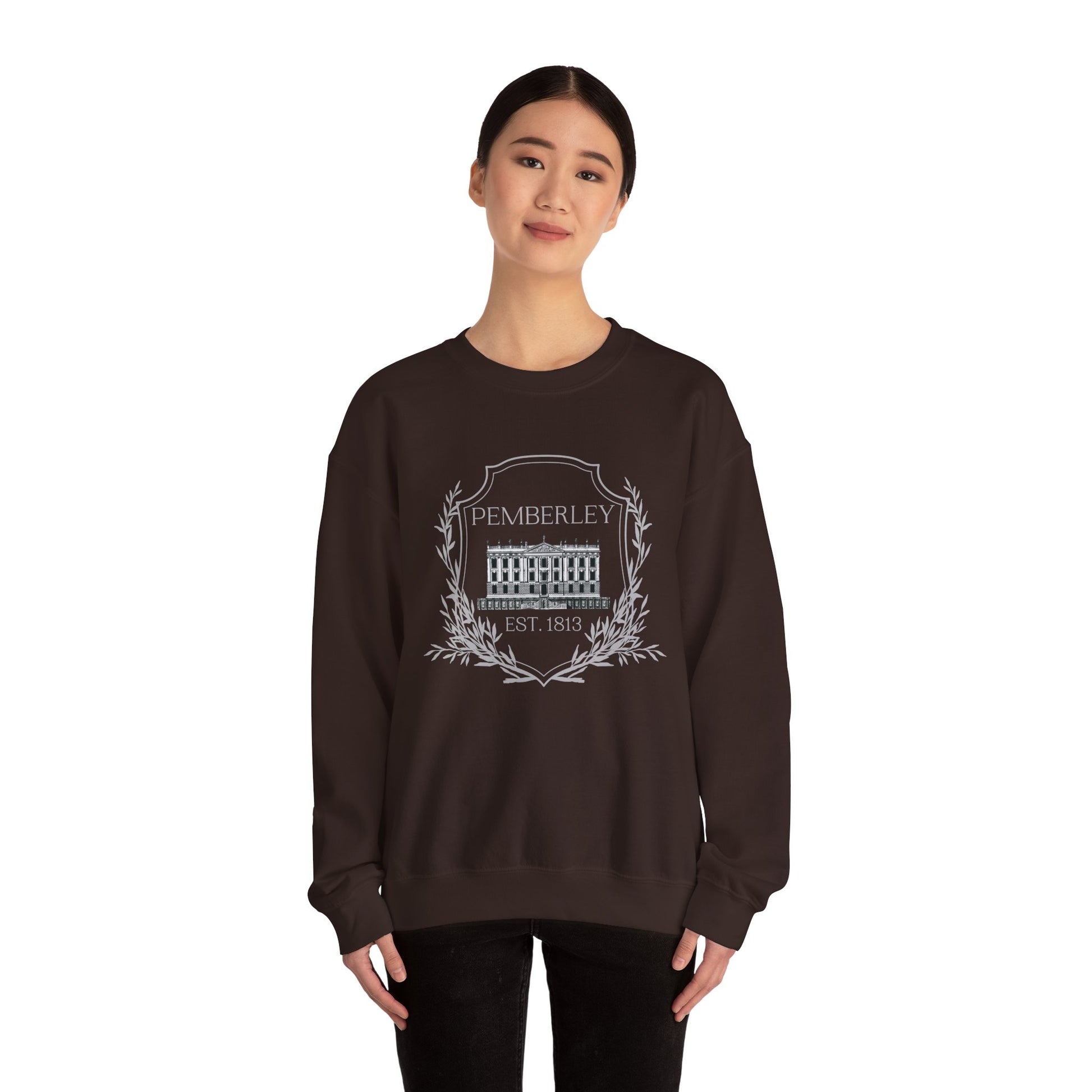 Sweatshirt, Pemberley Crest Sweatshirt, Pride and Prejudice Gift, Unisex Crewneck Jumper, Mr. Darcy's Estate, Regency Literature Top, Book Lover
