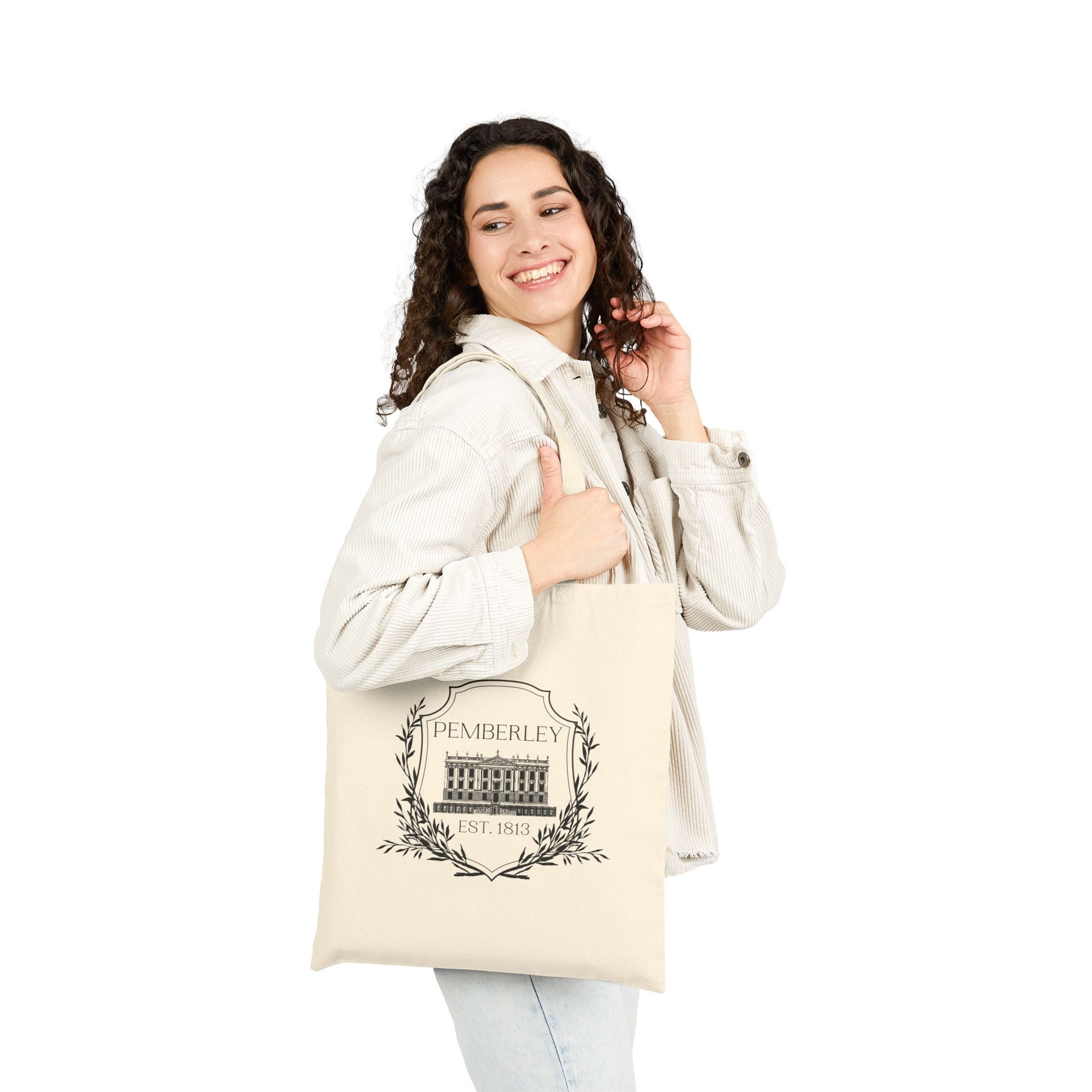 Tote Bag, Pride and Prejudice Pemberley Cotton Canvas Tote Bag, Jane Austen Book Lover Gift, Literary Fan, Regency Era Fashion Accessory, color options