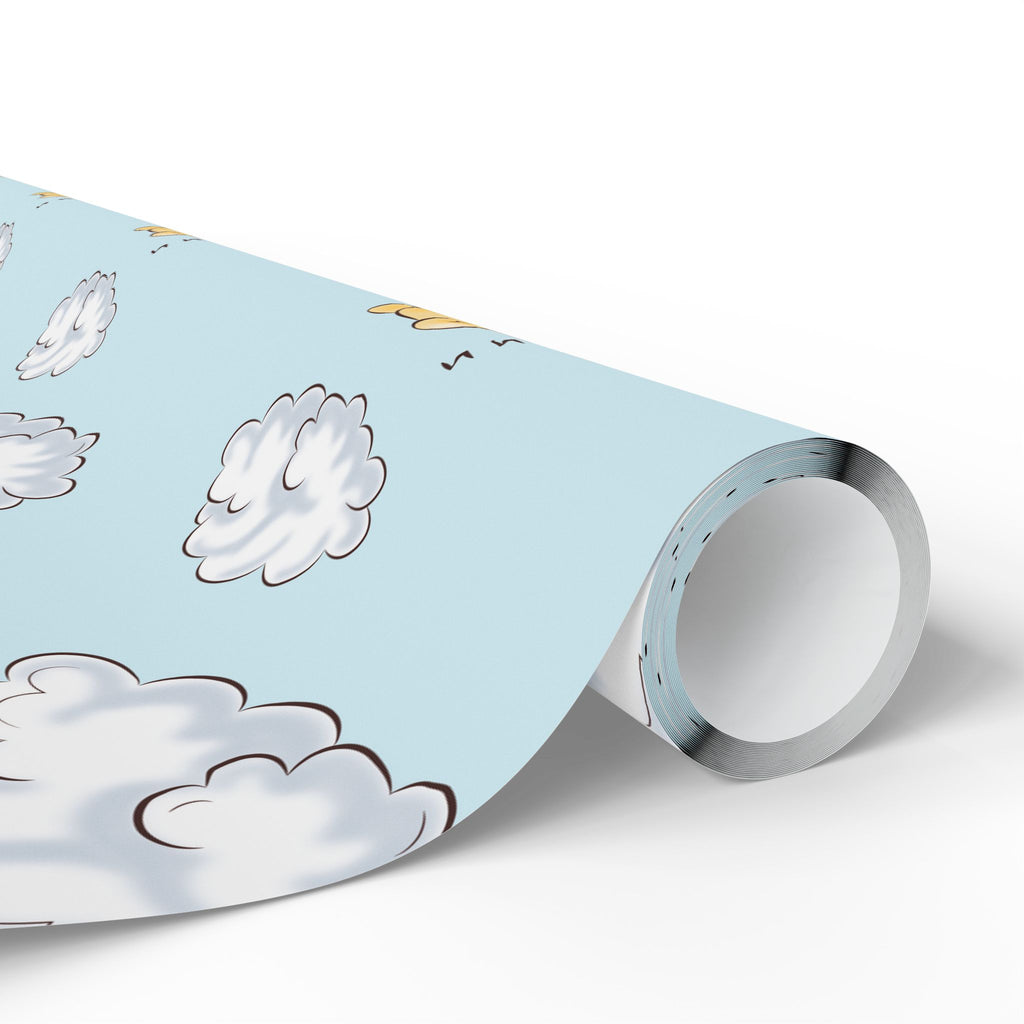 Gift Wrap - Blue Baby Classic Winnie the Pooh in a Blue Shirt on a Cloud