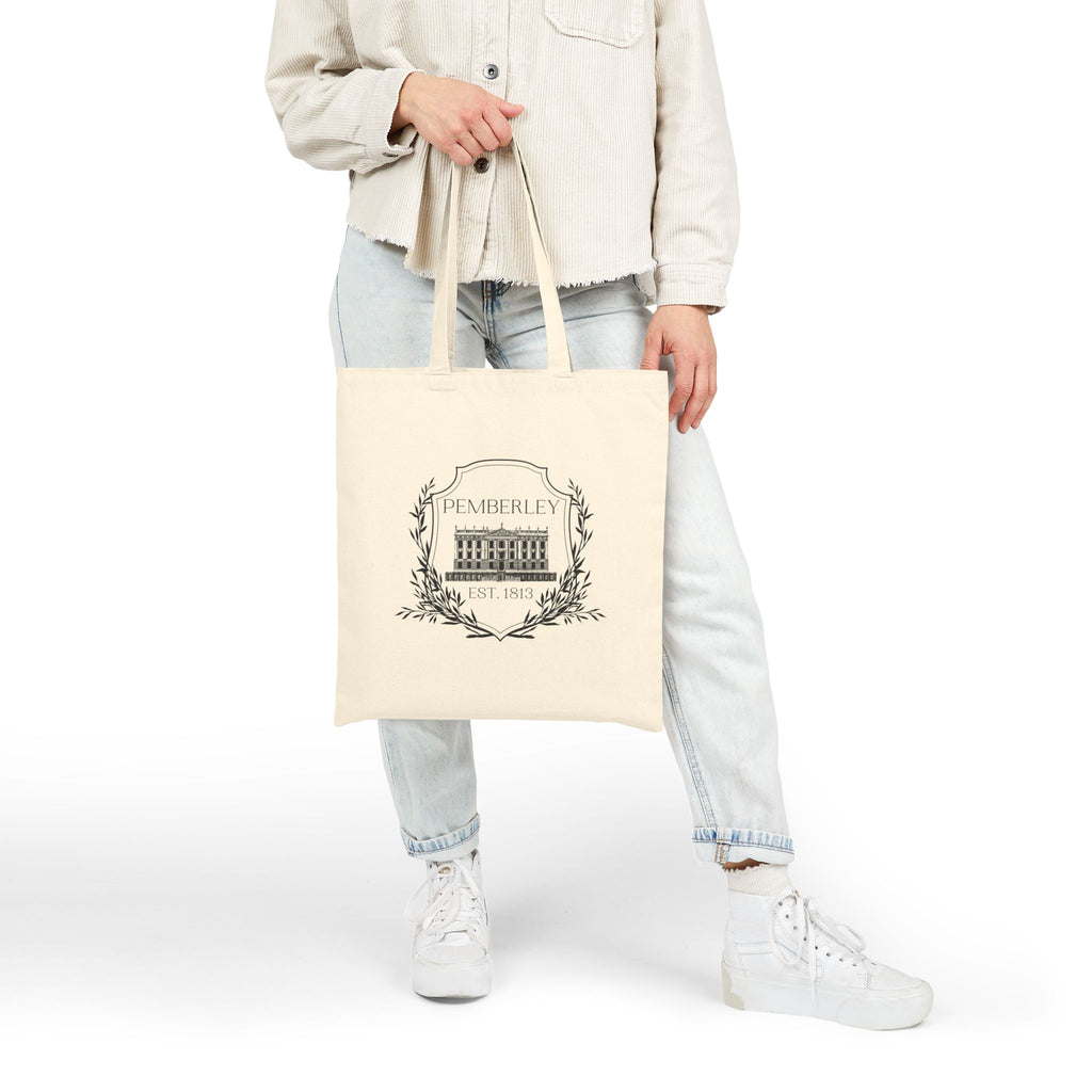 Tote Bag, Pride and Prejudice Pemberley Cotton Canvas Tote Bag, Jane Austen Book Lover Gift, Literary Fan, Regency Era Fashion Accessory, color options