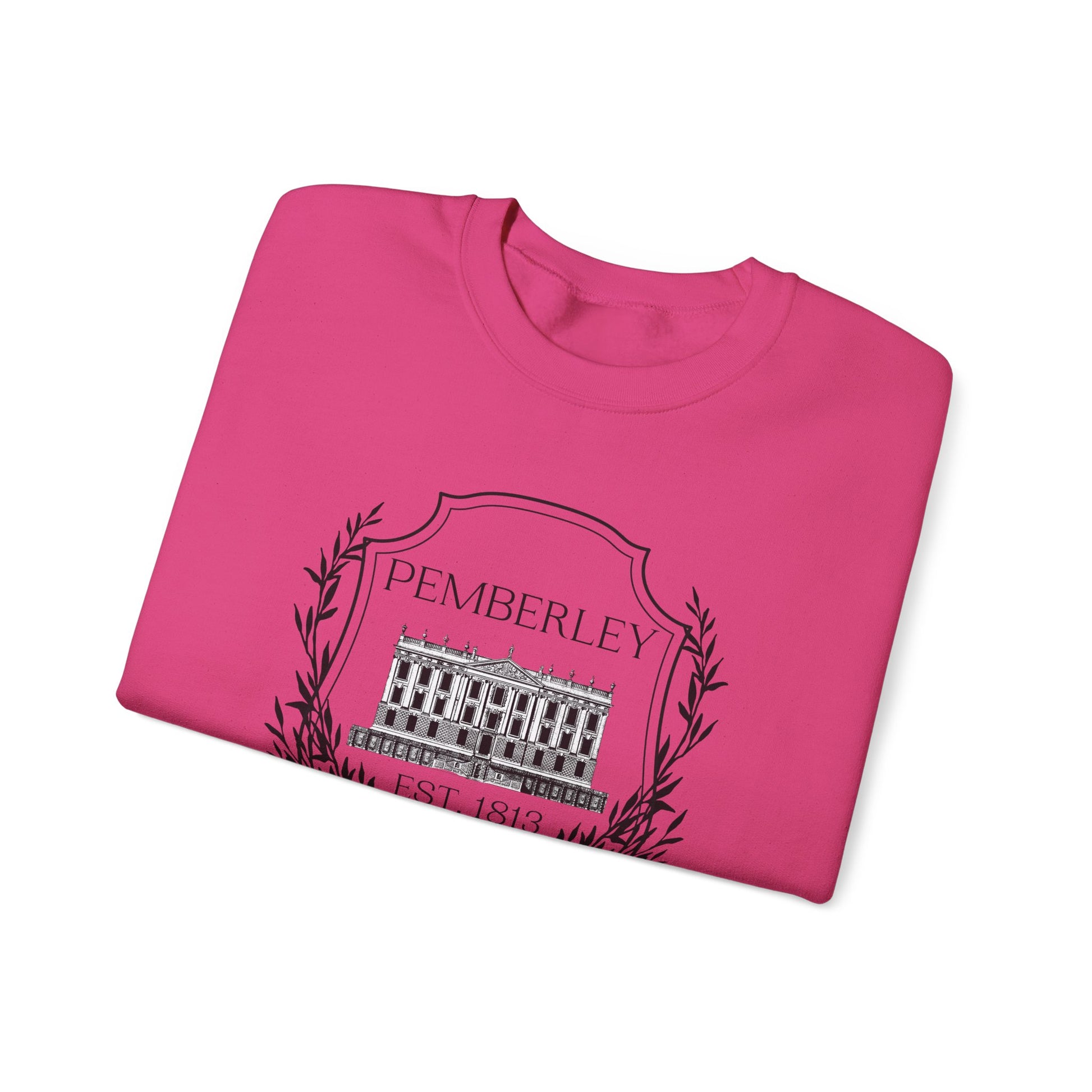 Sweatshirt, Pemberley Dark Crest Sweatshirt, Pride and Prejudice Gift, Unisex Crewneck Jumper, Mr. Darcy's Estate, Regency Literature Top, Book Lover