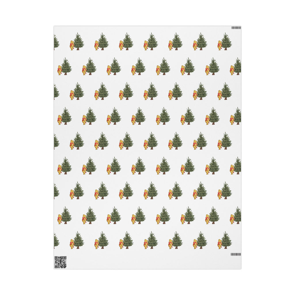 Gift Wrap - Classic Winnie the Pooh White Wrapping Paper with Tree with Lights