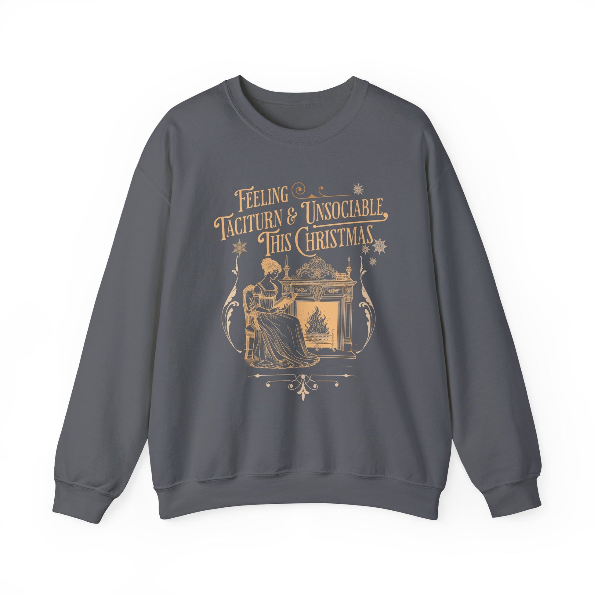 Sweatshirt, Jane Austen Taciturn & Unsociable Christmas Sweatshirt, Light Academia Book Lover Gift, Pride and Prejudice Quote, Holiday Reading Apparel, Introvert