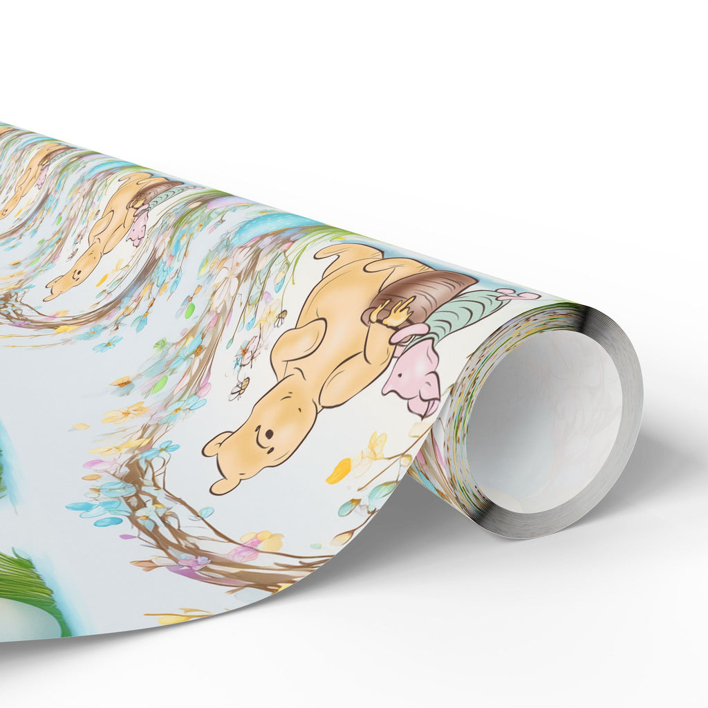 Gift Wrap, Classic Winnie the Pooh Wrapping Papers for Easter, Blue Pooh and Piglet Design, Holiday Present Packaging, Party, Festive