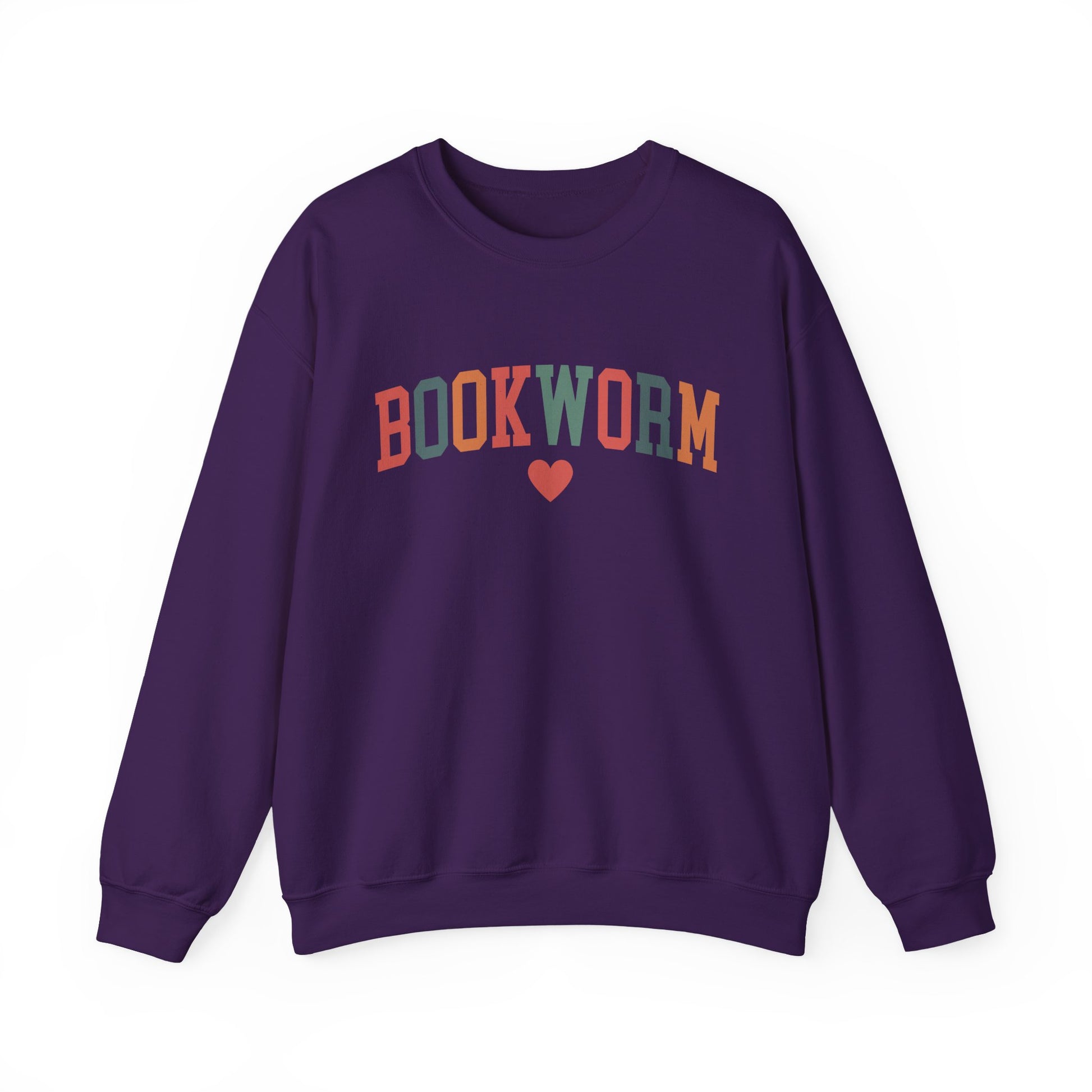 Sweatshirt, Bookworm Heart Unisex Crewneck Sweatshirt, Book Lover Gift, Pink Teal Gold Blue Sweatshirt, Gildan 18000 Sweatshirt, Christmas Present,
