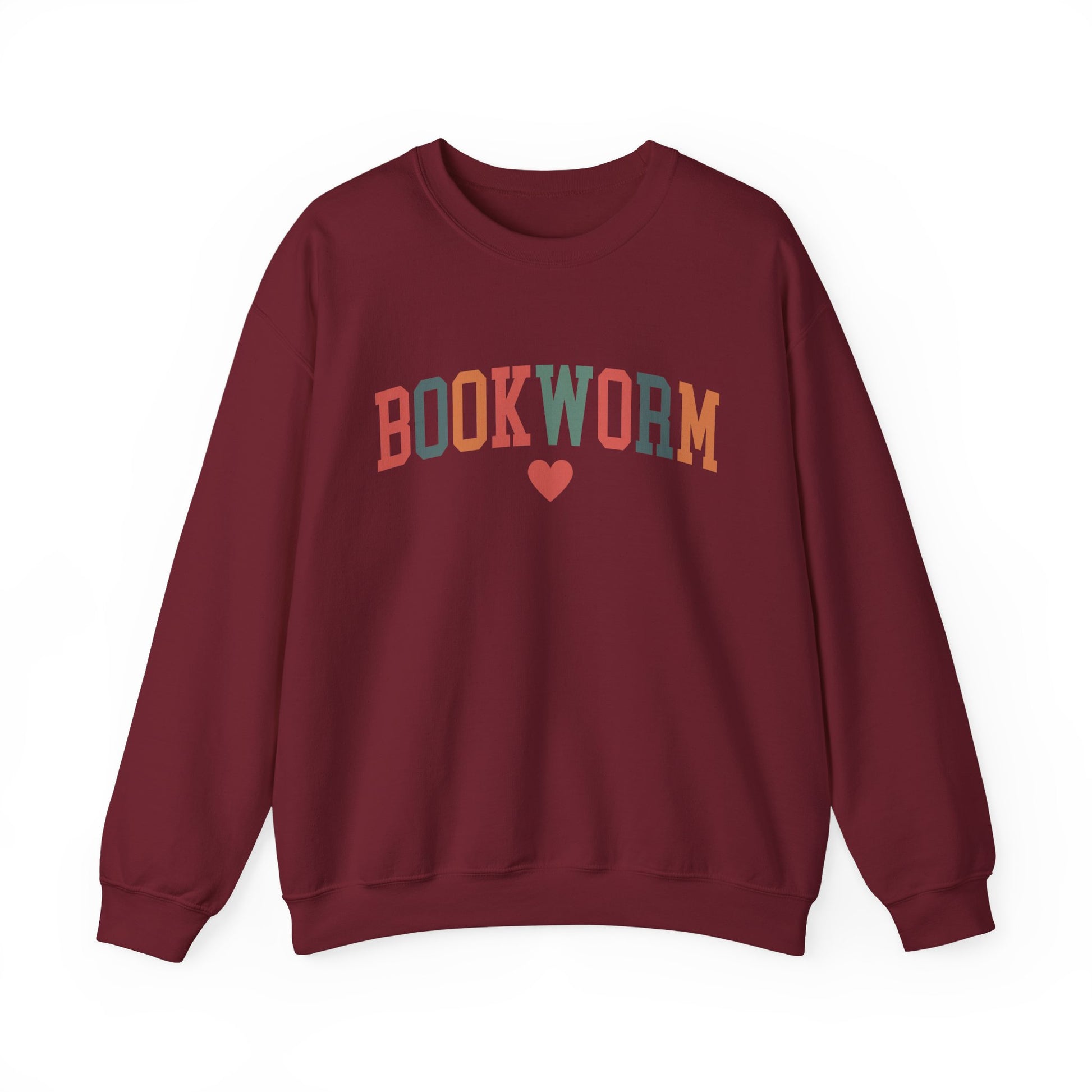 Sweatshirt, Bookworm Heart Unisex Crewneck Sweatshirt, Book Lover Gift, Pink Teal Gold Blue Sweatshirt, Gildan 18000 Sweatshirt, Christmas Present,