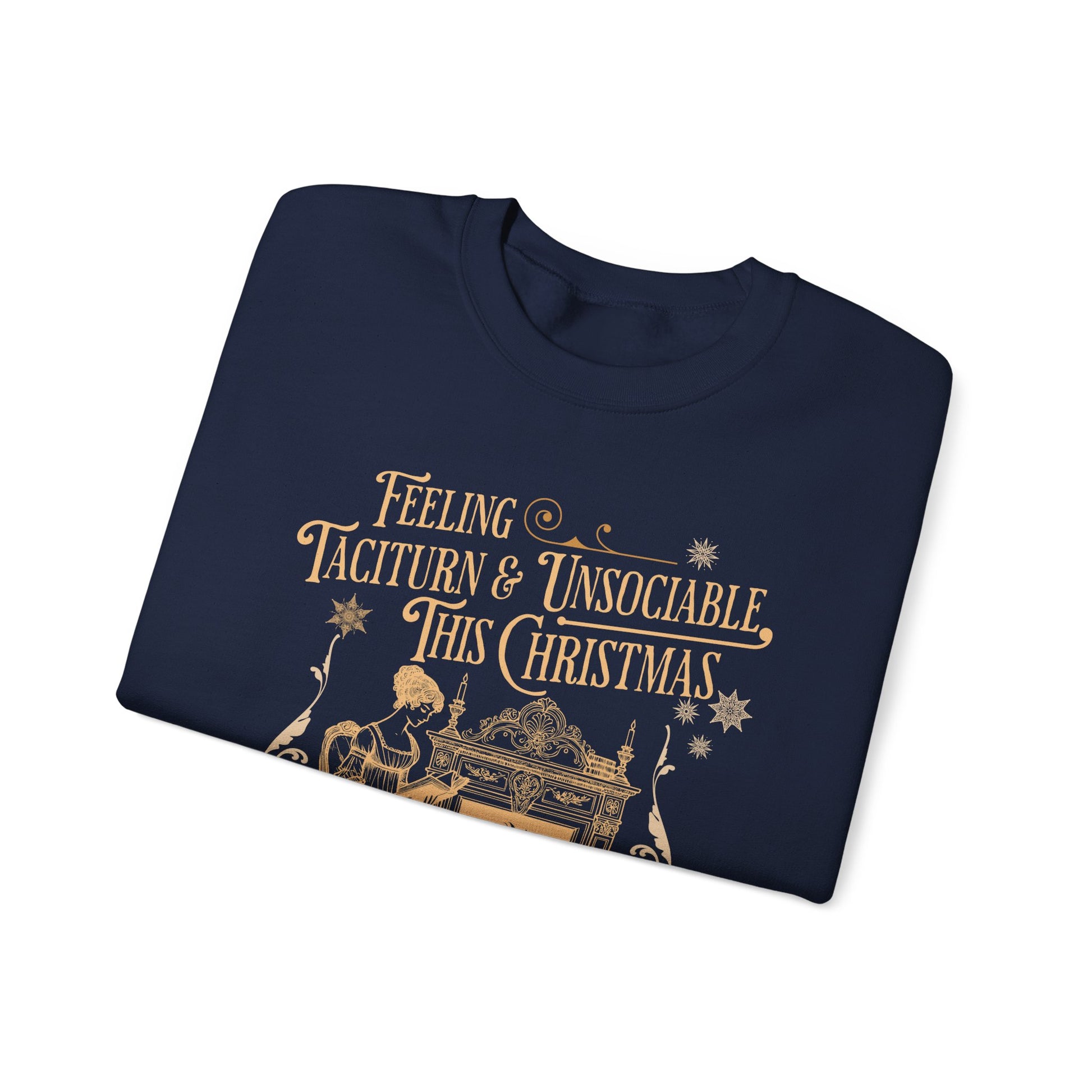 Sweatshirt, Jane Austen Taciturn & Unsociable Christmas Sweatshirt, Light Academia Book Lover Gift, Pride and Prejudice Quote, Holiday Reading Apparel, Introvert