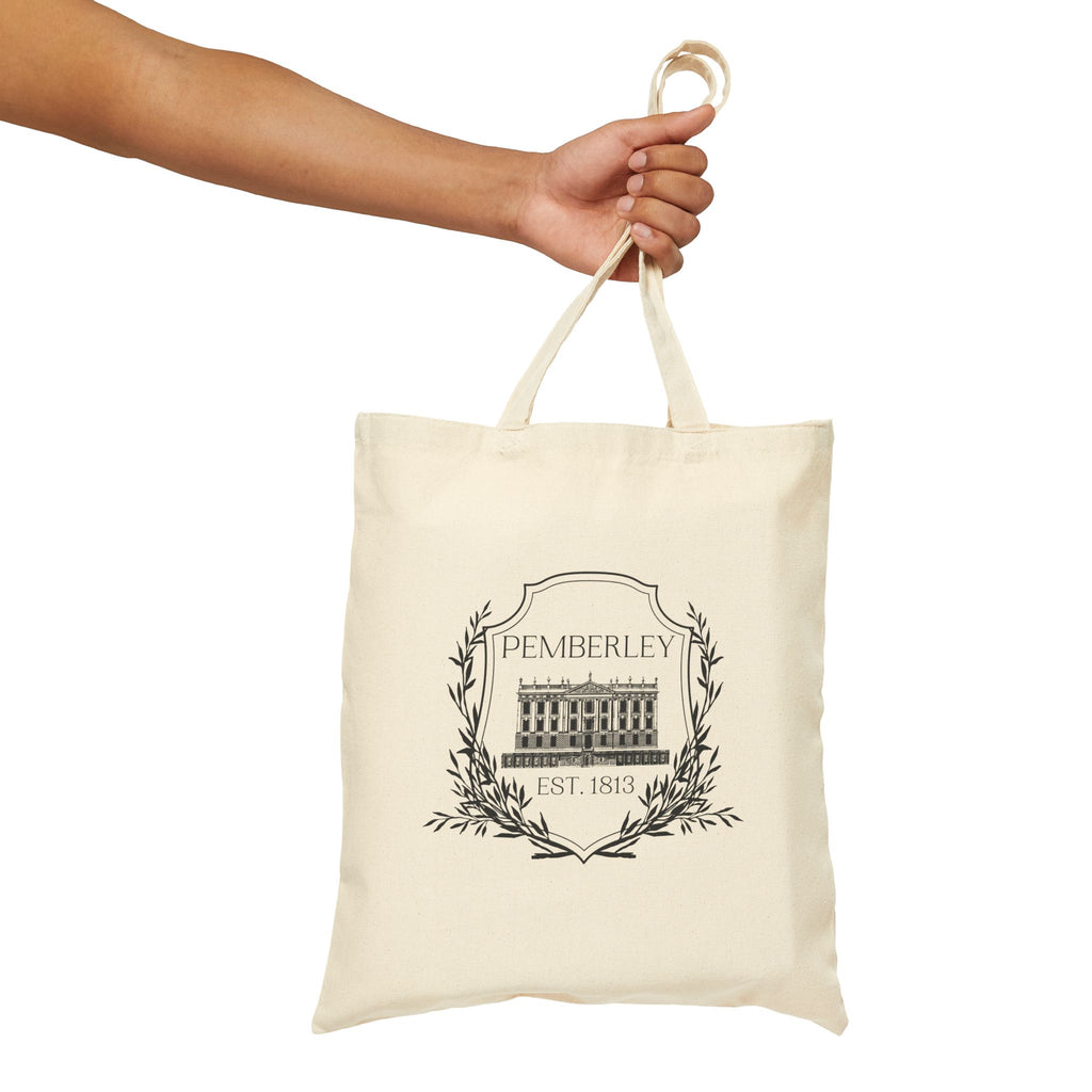 Tote Bag, Pride and Prejudice Pemberley Cotton Canvas Tote Bag, Jane Austen Book Lover Gift, Literary Fan, Regency Era Fashion Accessory, color options