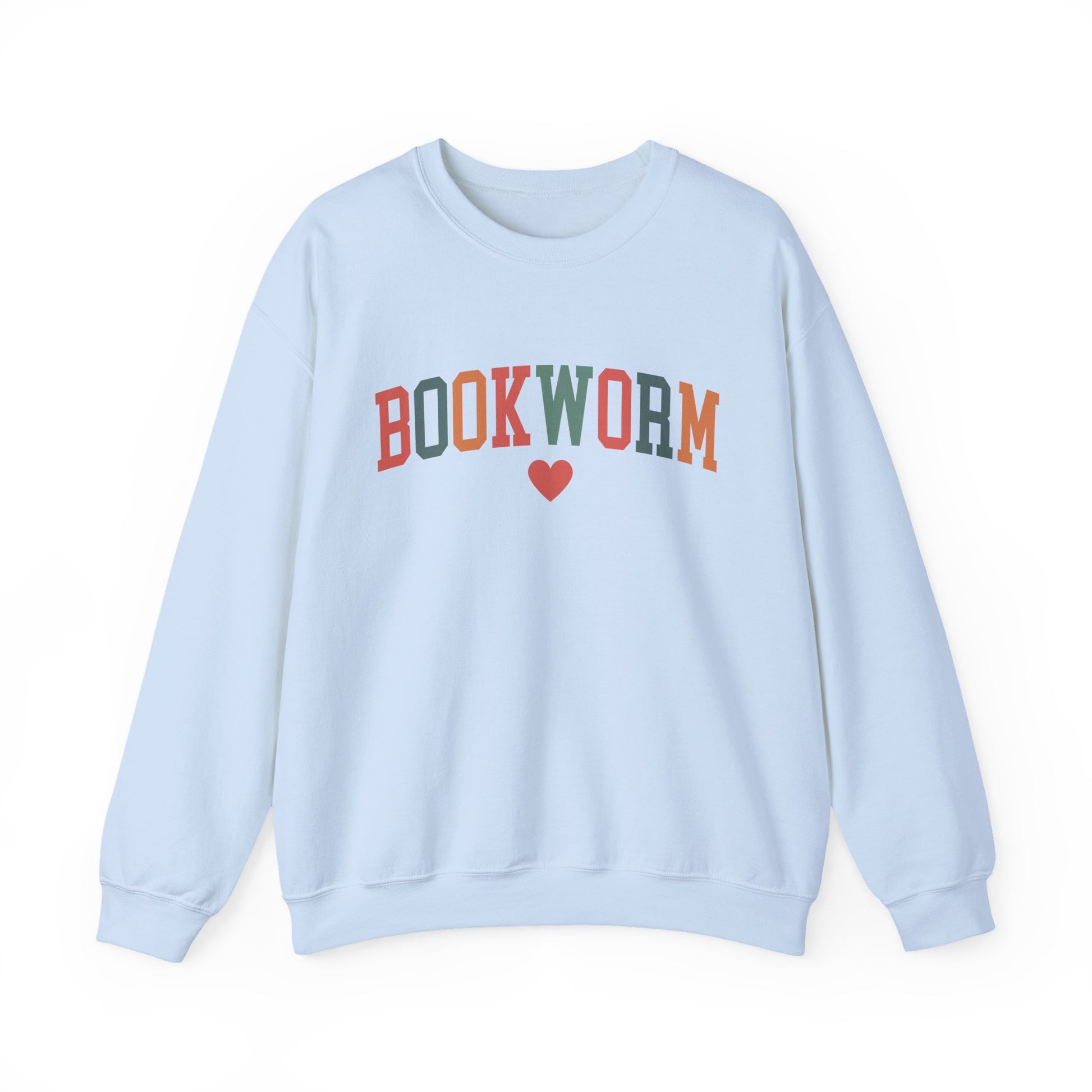 Sweatshirt, Bookworm Heart Unisex Crewneck Sweatshirt, Book Lover Gift, Pink Teal Gold Blue Sweatshirt, Gildan 18000 Sweatshirt, Christmas Present,