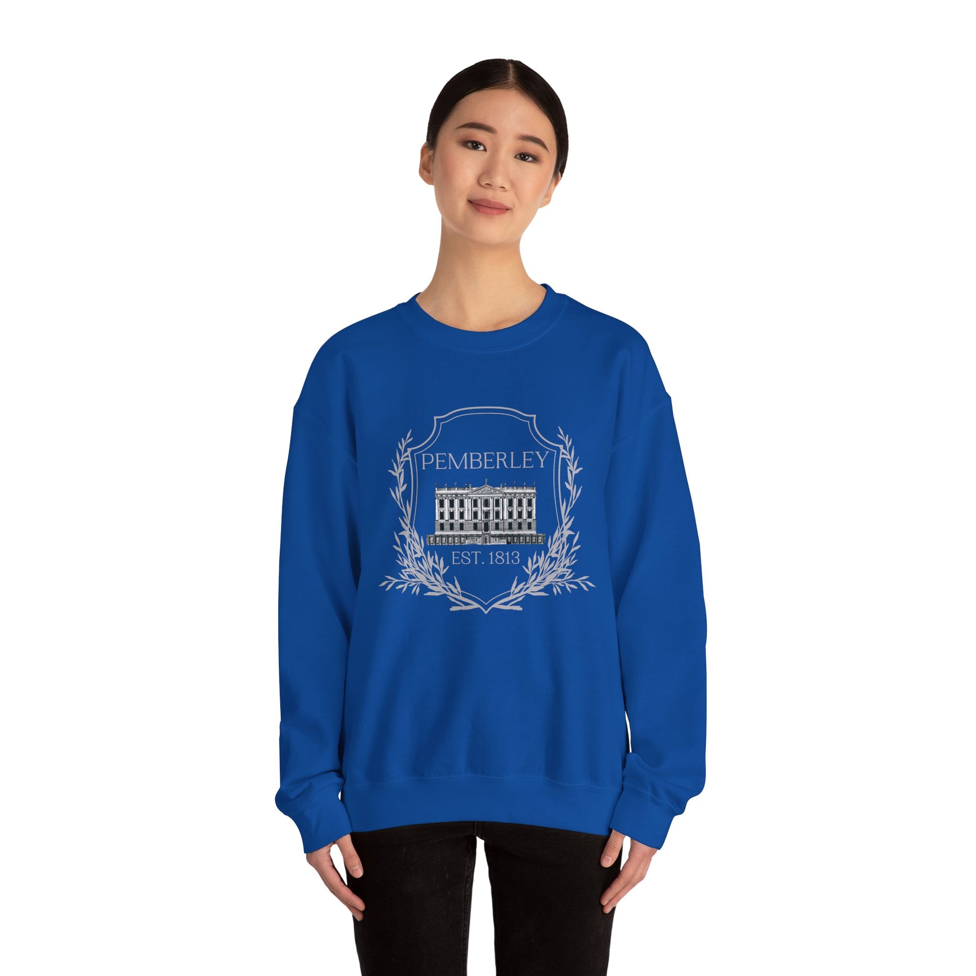 Sweatshirt, Pemberley Crest Sweatshirt, Pride and Prejudice Gift, Unisex Crewneck Jumper, Mr. Darcy's Estate, Regency Literature Top, Book Lover