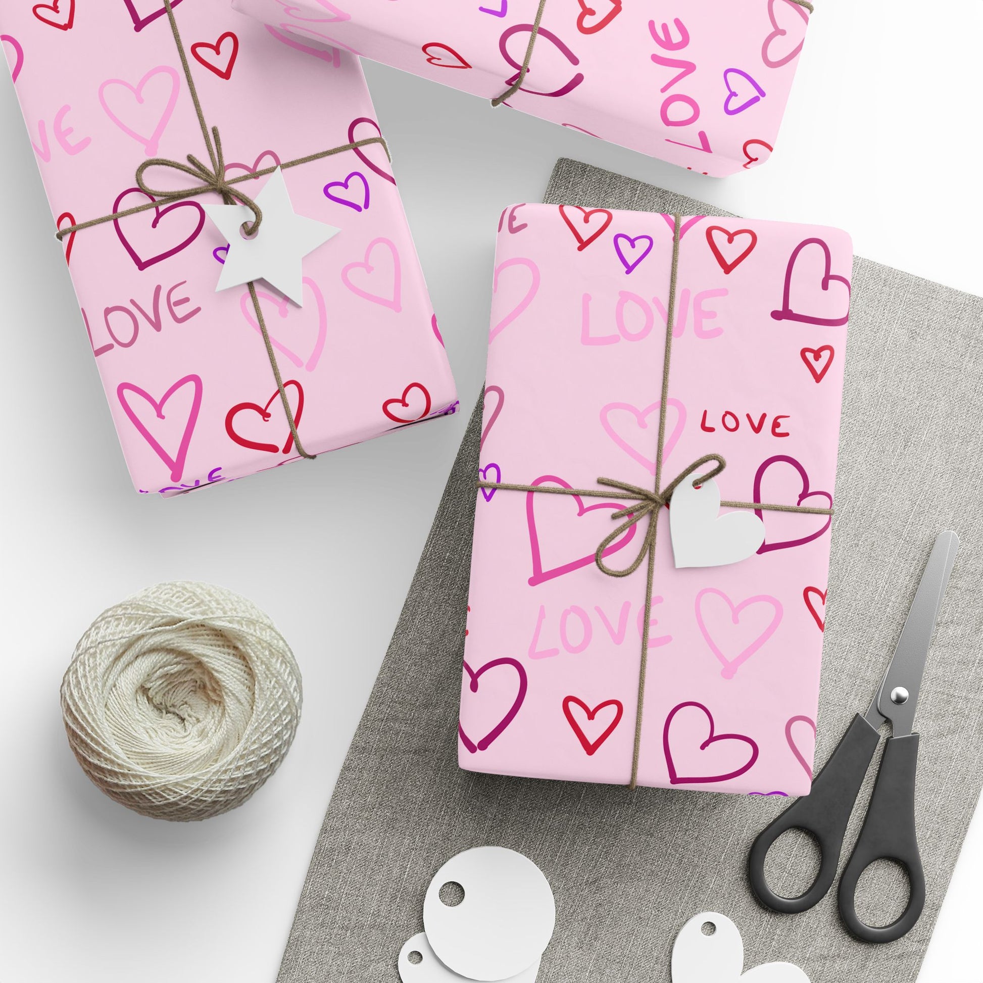 Gift Wrap, Heartfelt Love Wrapping Paper - Pink, Purple, Red Hearts - Valentine's Day Gift Wrap, Anniversary Present, Birthday Party Decor
