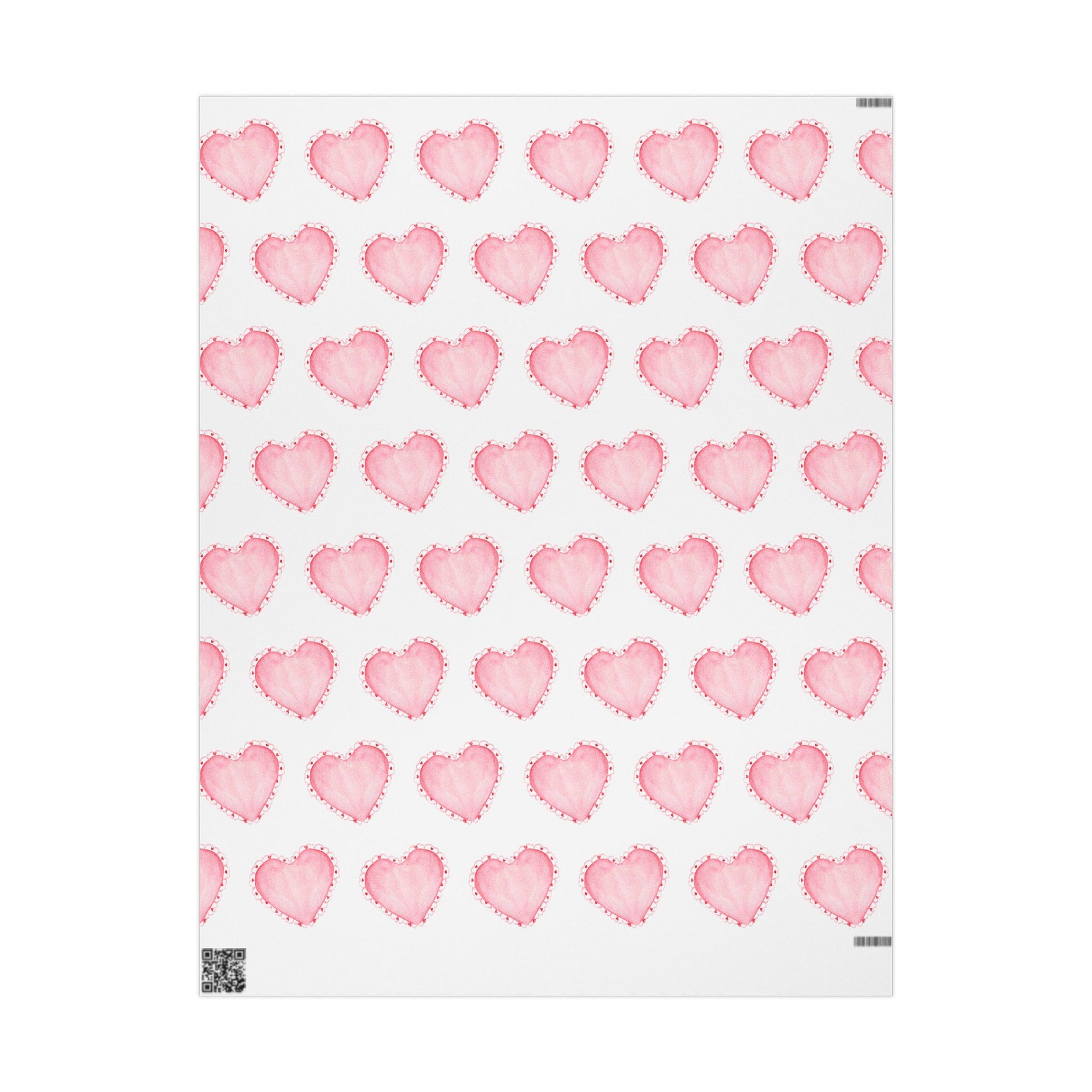 Gift Wrap, Pink Hearts with Red Edges, Valentine's Day Birthday Anniversary, Wrapping Paper Roll, Holidays Occasions, Present Packaging,