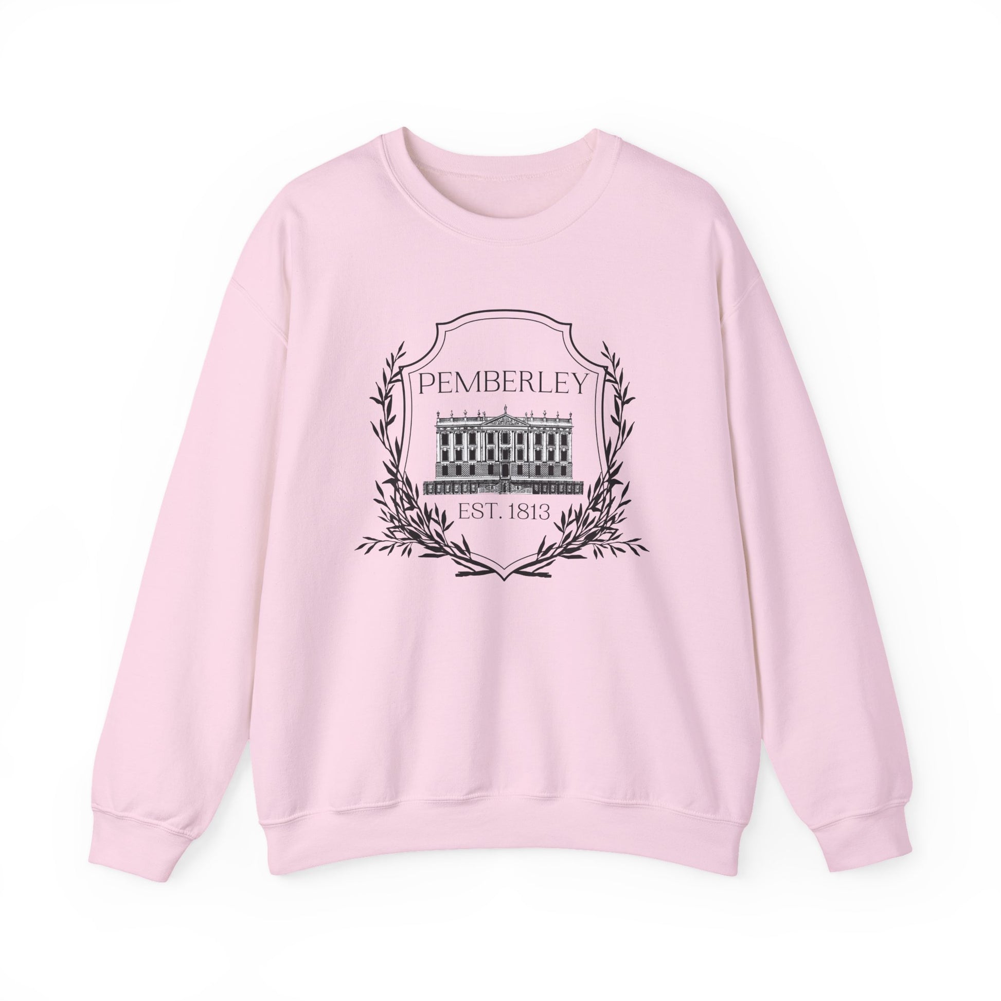 Sweatshirt, Pemberley Dark Crest Sweatshirt, Pride and Prejudice Gift, Unisex Crewneck Jumper, Mr. Darcy's Estate, Regency Literature Top, Book Lover