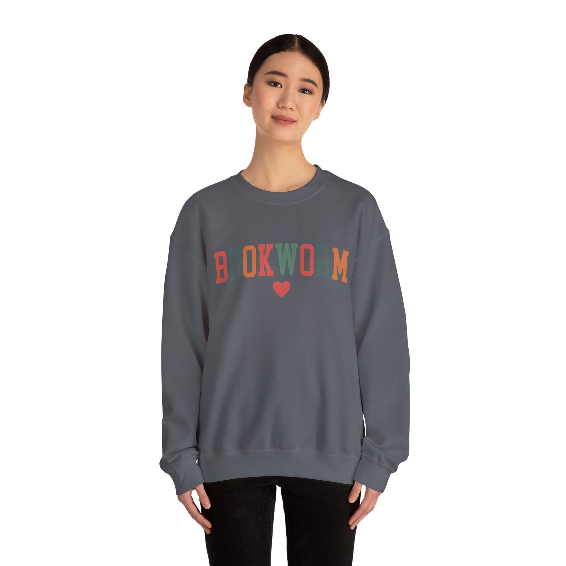 Sweatshirt, Bookworm Heart Unisex Crewneck Sweatshirt, Book Lover Gift, Pink Teal Gold Blue Sweatshirt, Gildan 18000 Sweatshirt, Christmas Present,