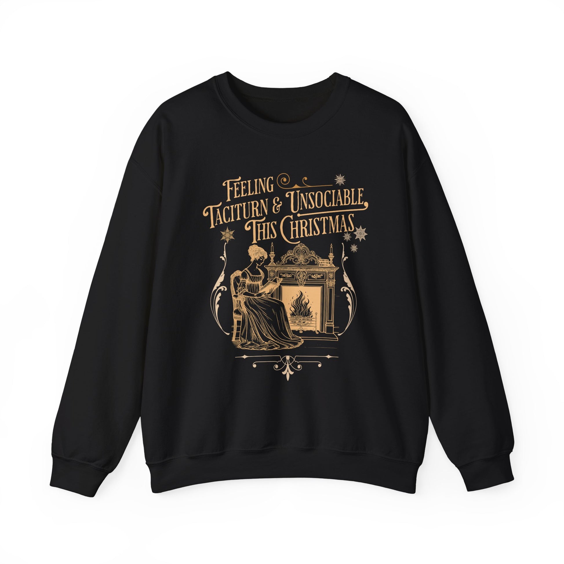 Sweatshirt, Jane Austen Taciturn & Unsociable Christmas Sweatshirt, Light Academia Book Lover Gift, Pride and Prejudice Quote, Holiday Reading Apparel, Introvert