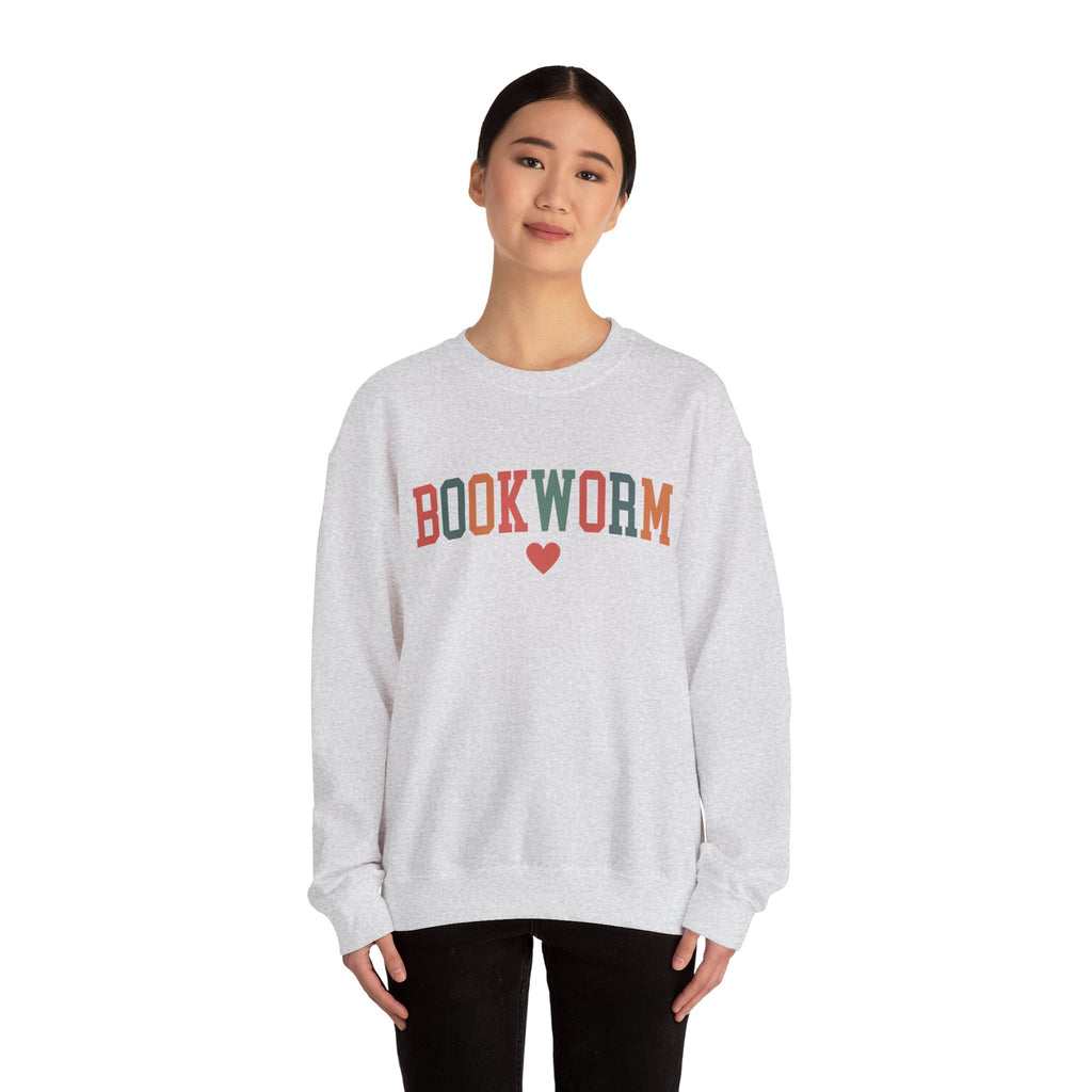 Sweatshirt, Bookworm Heart Unisex Crewneck Sweatshirt, Book Lover Gift, Pink Teal Gold Blue Sweatshirt, Gildan 18000 Sweatshirt, Christmas Present,