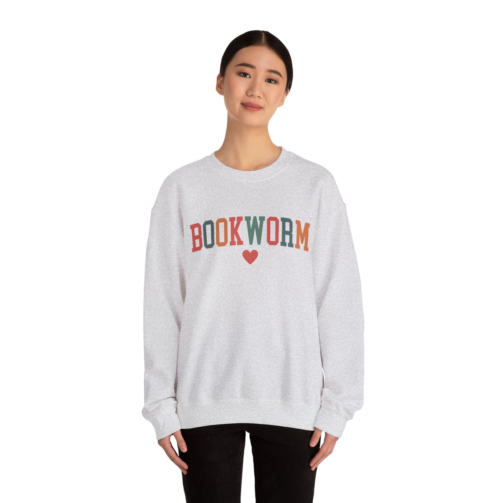 Sweatshirt, Bookworm Heart Unisex Crewneck Sweatshirt, Book Lover Gift, Pink Teal Gold Blue Sweatshirt, Gildan 18000 Sweatshirt, Christmas Present,