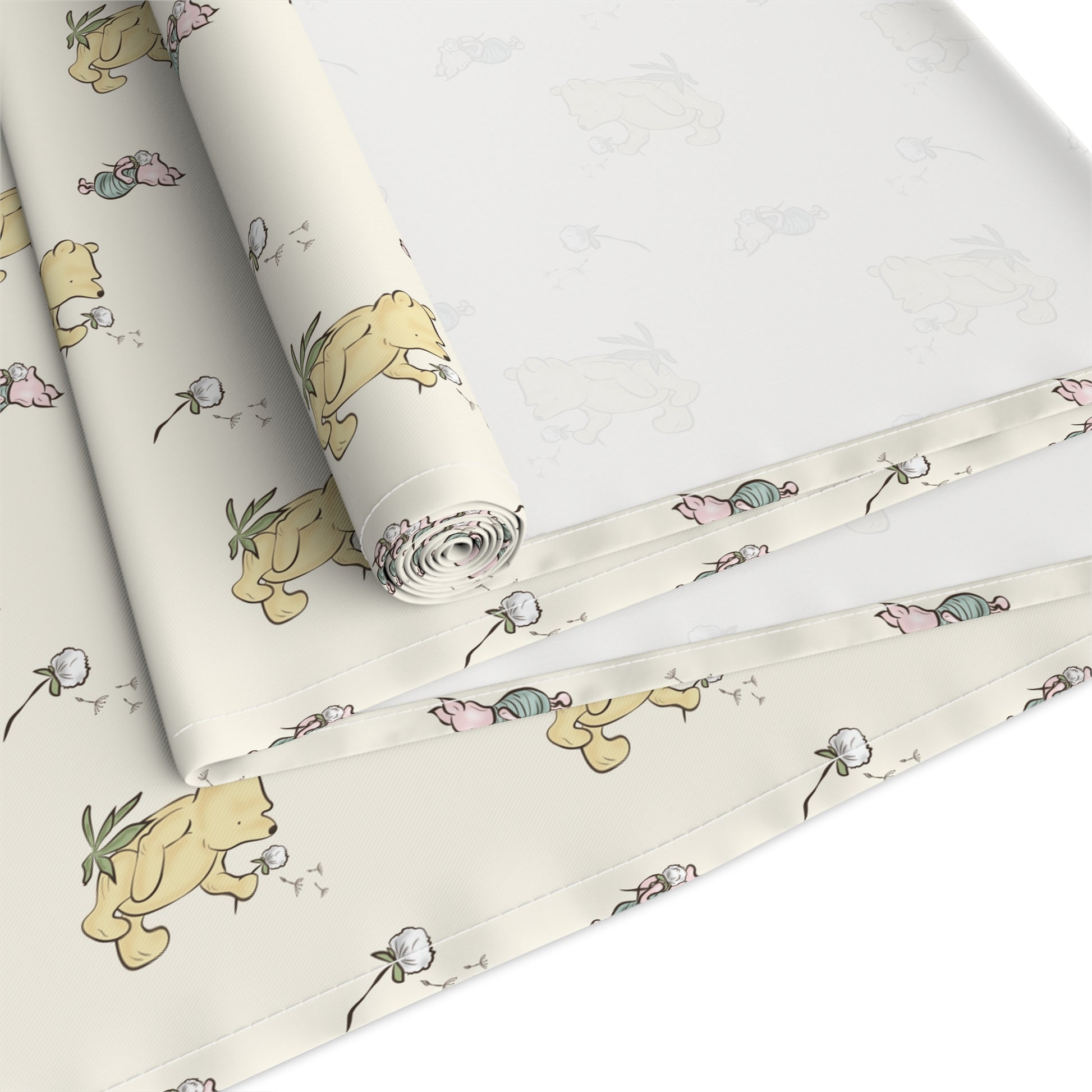 Table Runner, Classic Winnie the Pooh and Piglet blowing Dandelions cream, Home Decor, Kitchen Linens, Dining Room, Gift, Housewarming