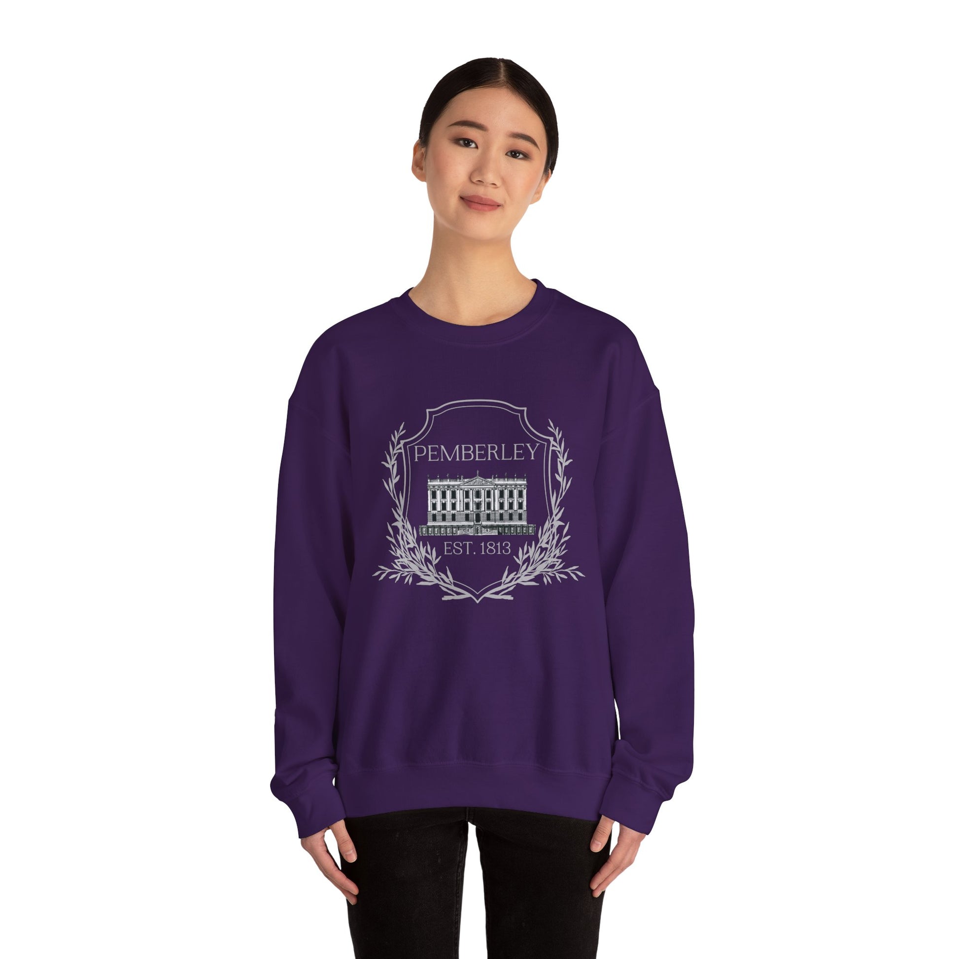 Sweatshirt, Pemberley Crest Sweatshirt, Pride and Prejudice Gift, Unisex Crewneck Jumper, Mr. Darcy's Estate, Regency Literature Top, Book Lover