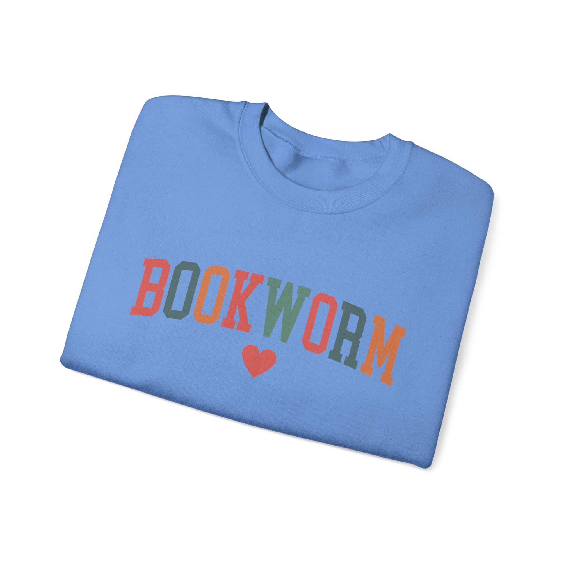 Sweatshirt, Bookworm Heart Unisex Crewneck Sweatshirt, Book Lover Gift, Pink Teal Gold Blue Sweatshirt, Gildan 18000 Sweatshirt, Christmas Present,